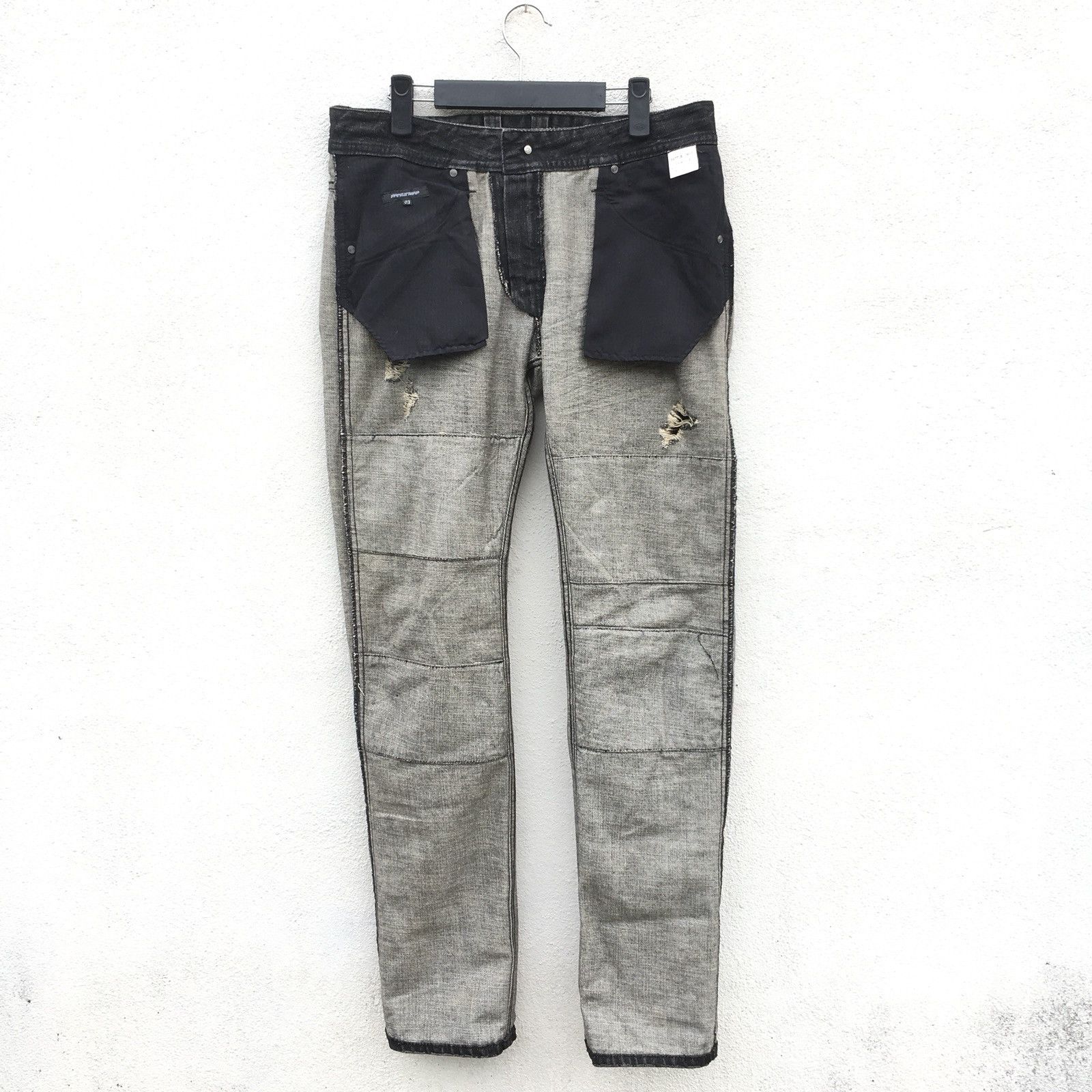 Japanese Brand Rattle Trap Sample Distressed Patchwork Denim Size US 33 - 1 Thumbnail