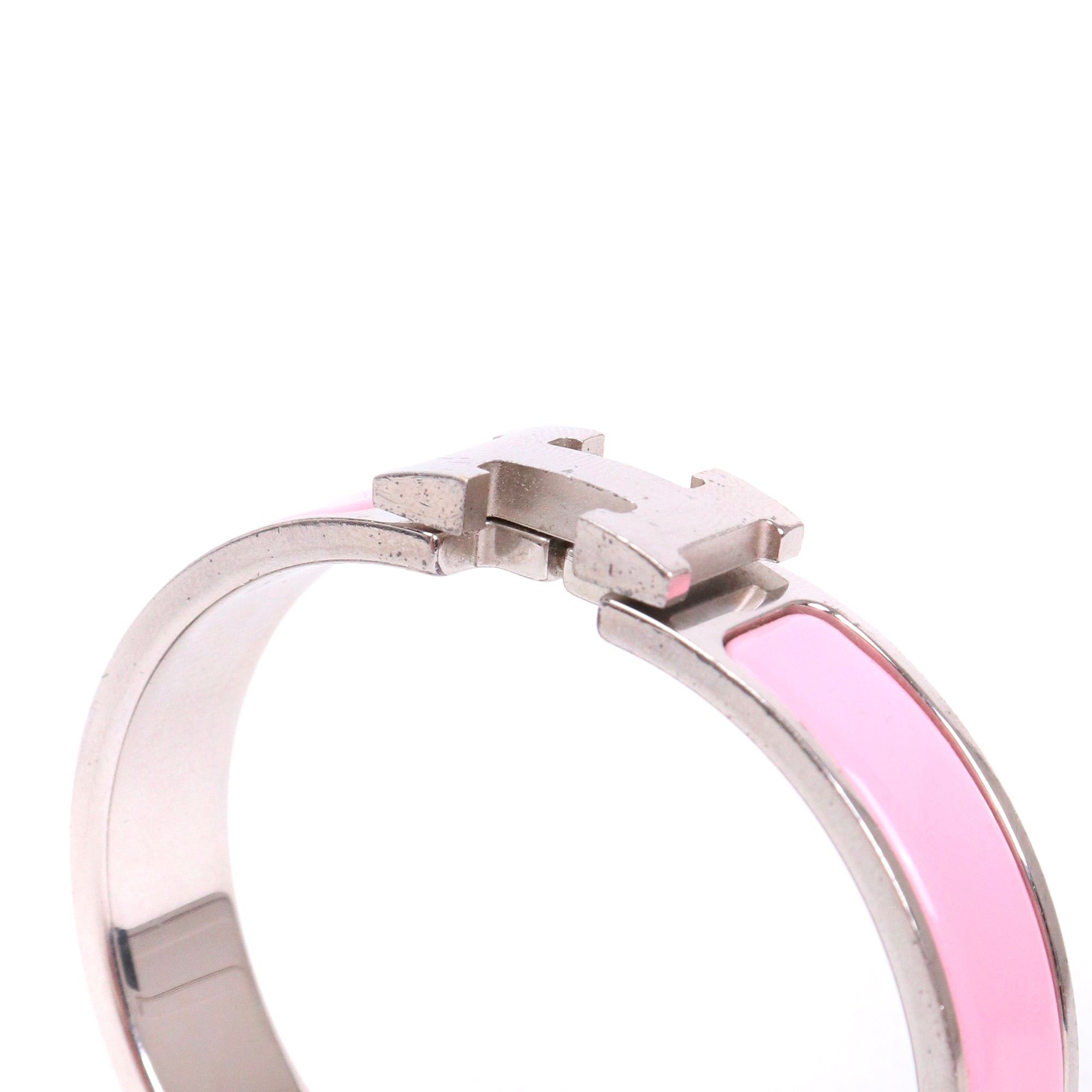 Hermes HERMÈS - Clic H Hermès bracelet in pink enamel (T0) Size ONE SIZE - 4 Thumbnail