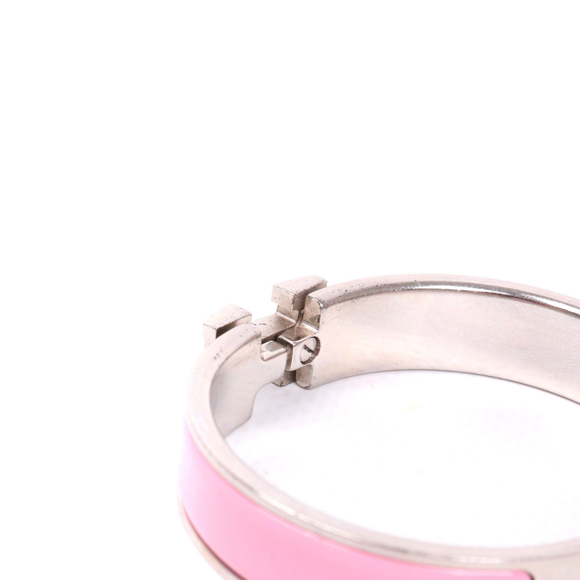 Hermes HERMÈS - Clic H Hermès bracelet in pink enamel (T0) Size ONE SIZE - 6 Thumbnail