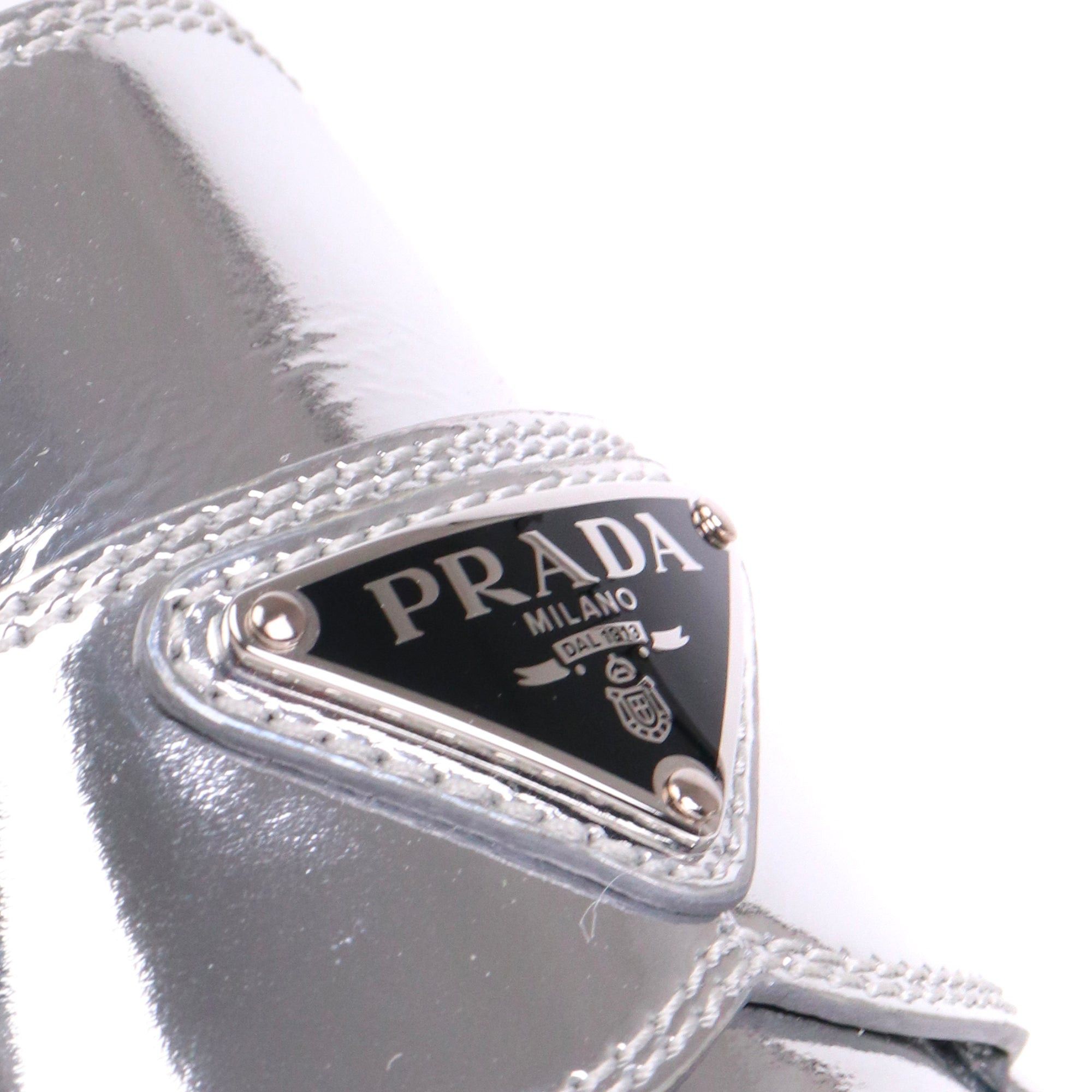 Prada PRADA - Prada Chocolate loafers in silver leather (T36) Size US 5 / IT 35 - 3 Thumbnail