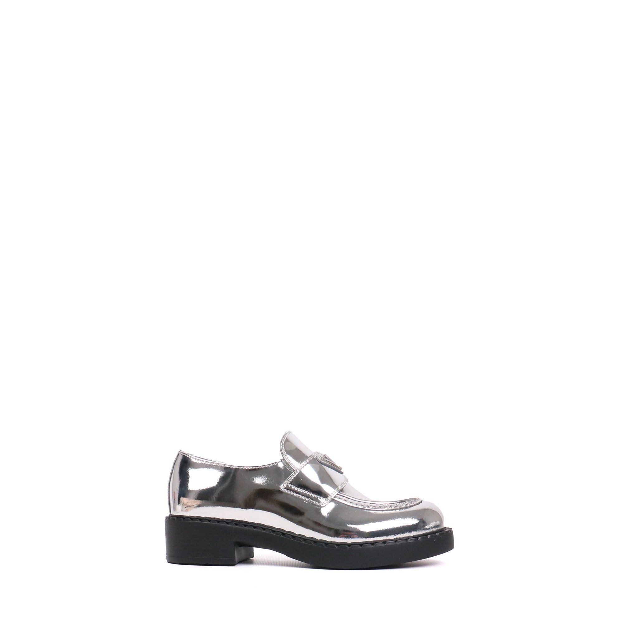 Prada PRADA - Prada Chocolate loafers in silver leather (T36) Size US 5 / IT 35 - 2 Thumbnail
