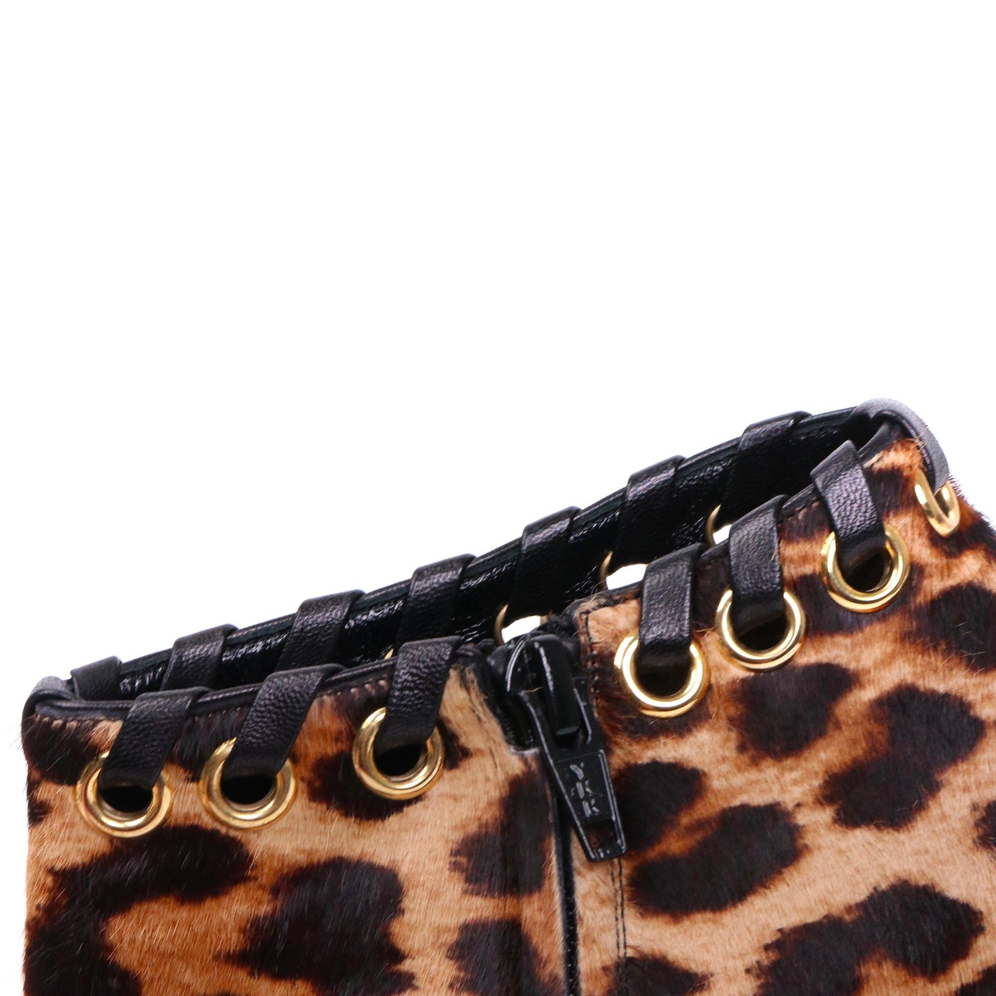 Christian Louboutin LOUBOUTIN - Louboutin Ostri booty boots in leopard pony-style calfskin (T38) Size US 7 / IT 37 - 5 Thumbnail