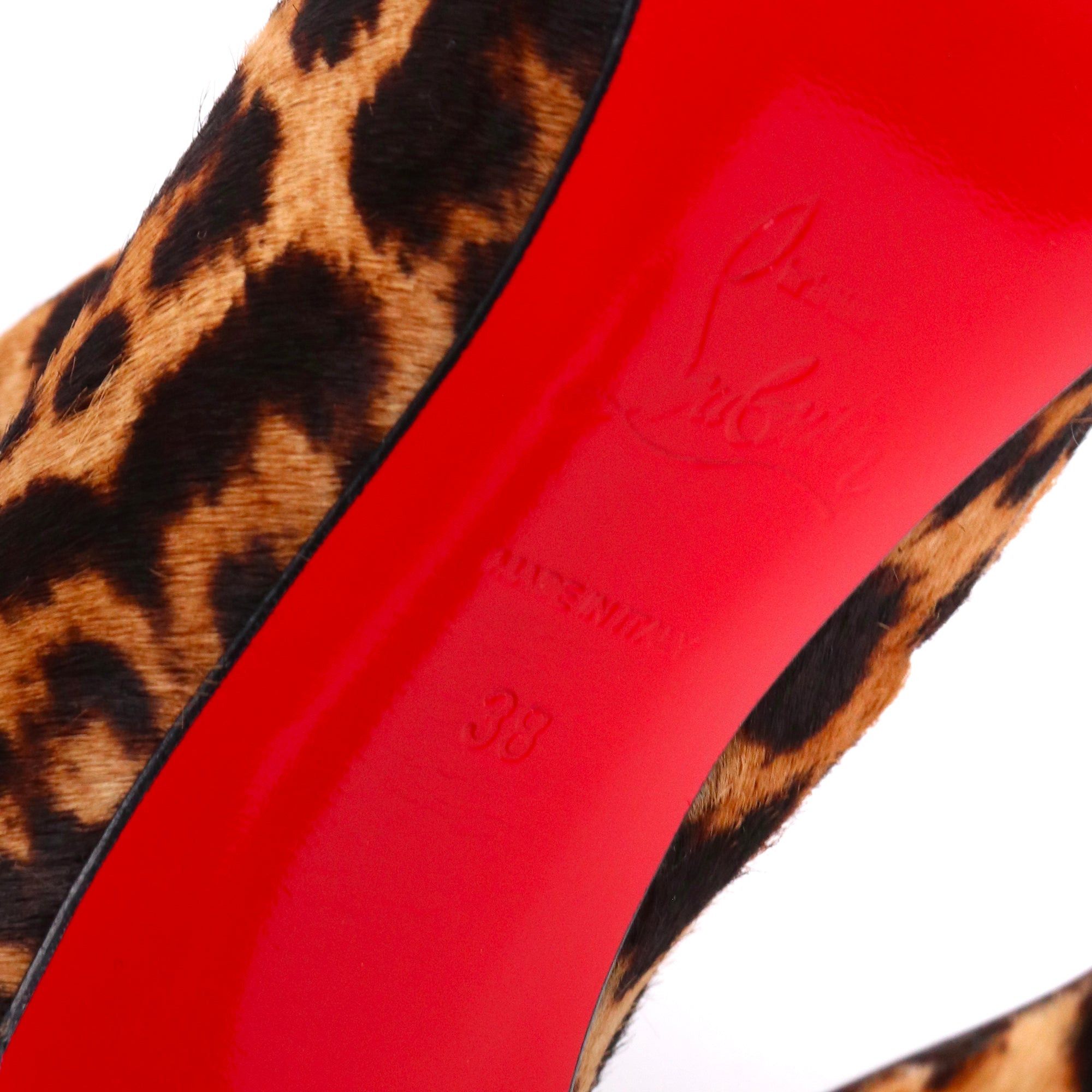 Christian Louboutin LOUBOUTIN - Louboutin Ostri booty boots in leopard pony-style calfskin (T38) Size US 7 / IT 37 - 6 Thumbnail