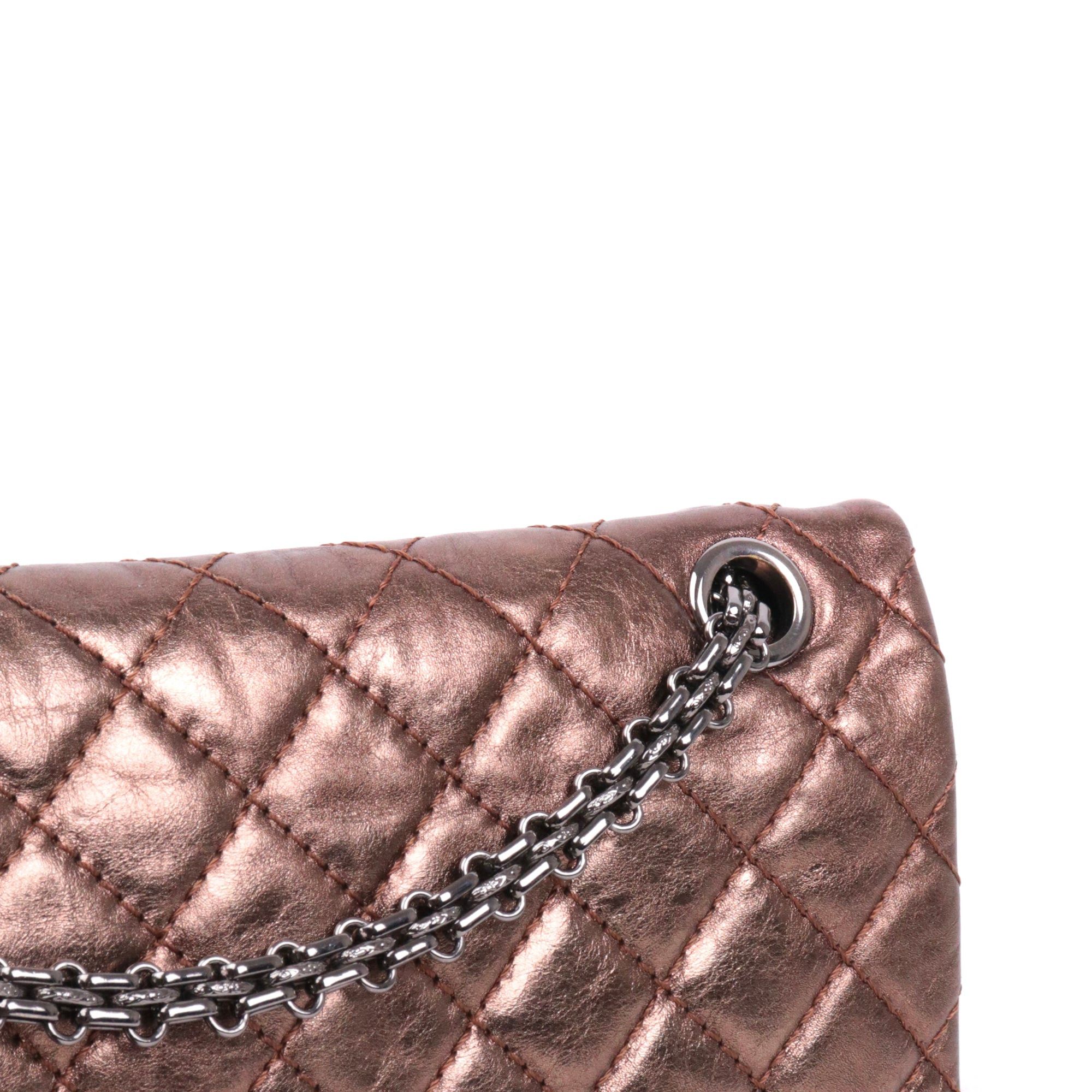 Chanel CHANEL - Chanel 2.55 Cargo small shoulder bag in bronze crinkled leather Size ONE SIZE - 9 Thumbnail