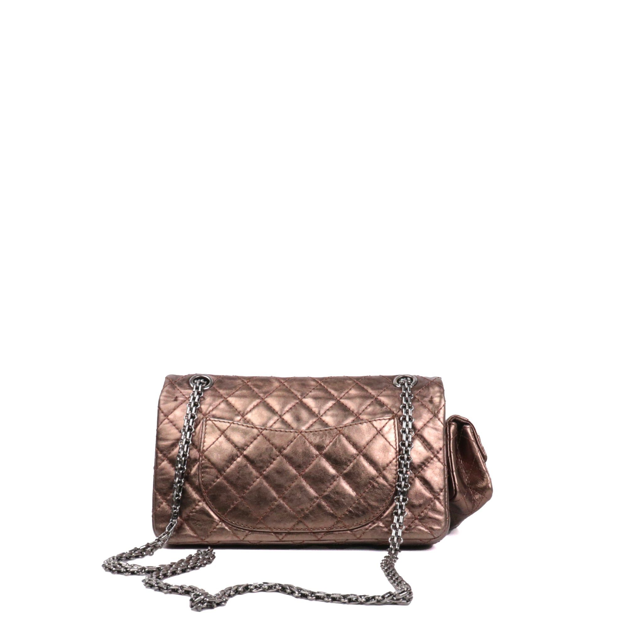Chanel CHANEL - Chanel 2.55 Cargo small shoulder bag in bronze crinkled leather Size ONE SIZE - 3 Thumbnail
