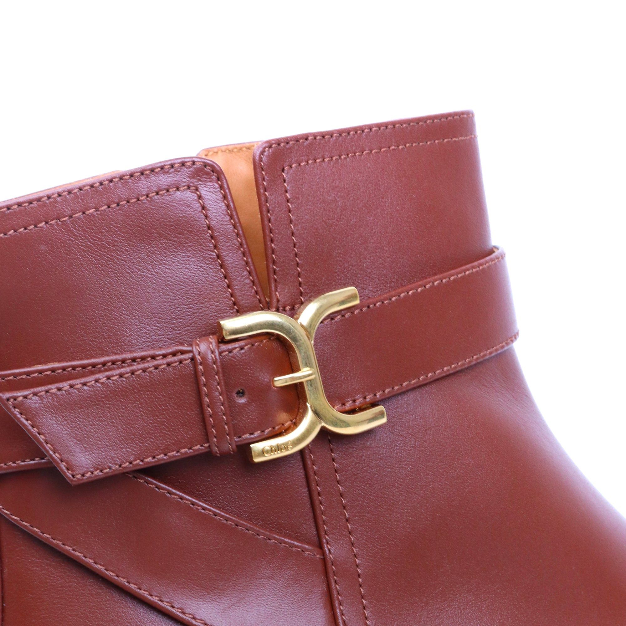 Chloe CHLOÉ - Marcie ankle boots with Chloé buckles in brown leather (T41) Size US 10 / IT 40 - 4 Thumbnail