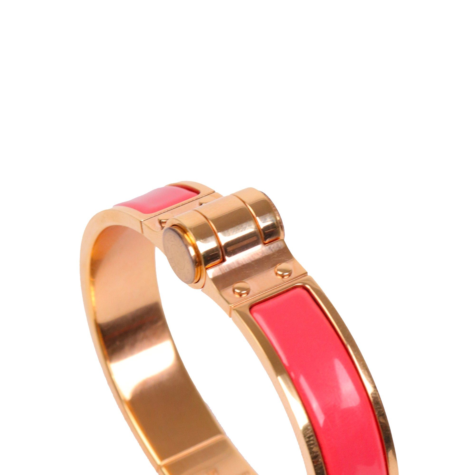 Hermes HERMÈS - Hermès Hinge bracelet in coral enamel (T0) Size ONE SIZE - 4 Thumbnail