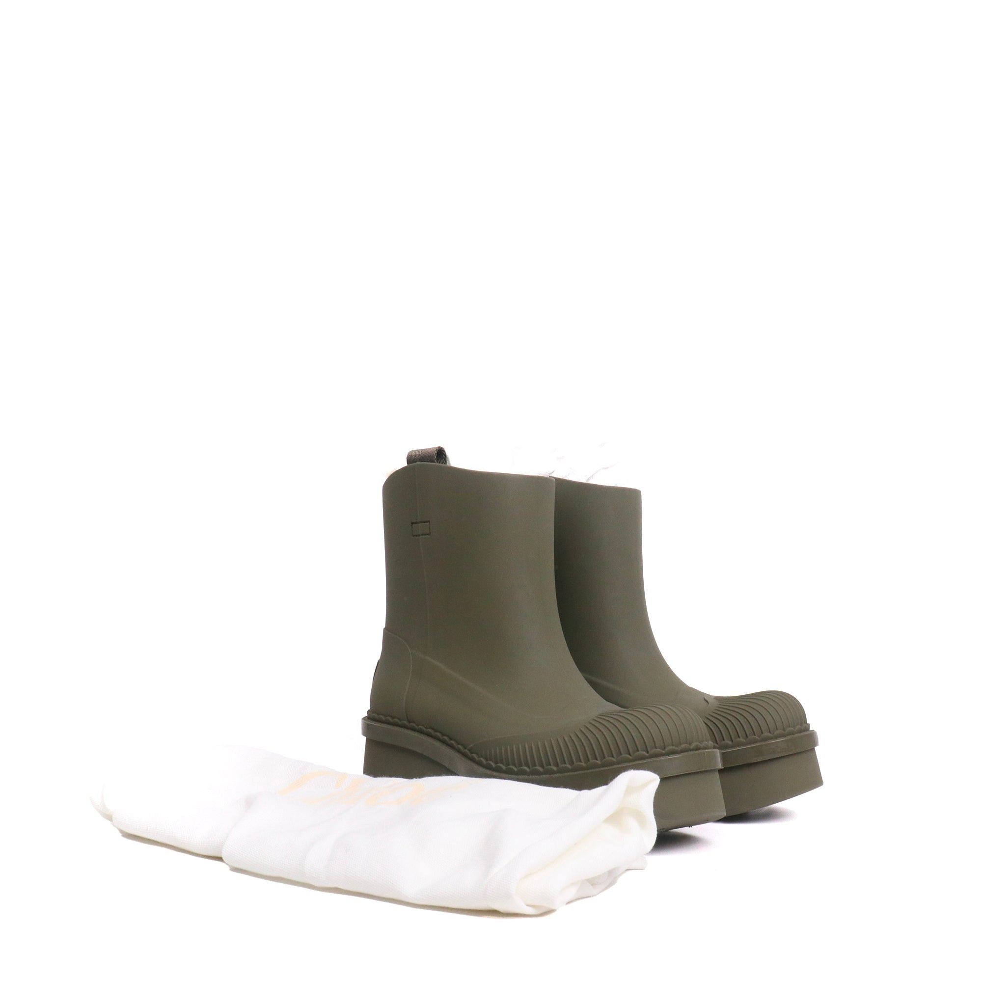 Chloe CHLOÉ - Raina Chloé rain boots in khaki rubber (T36) Size US 5 / IT 35 - 7 Thumbnail