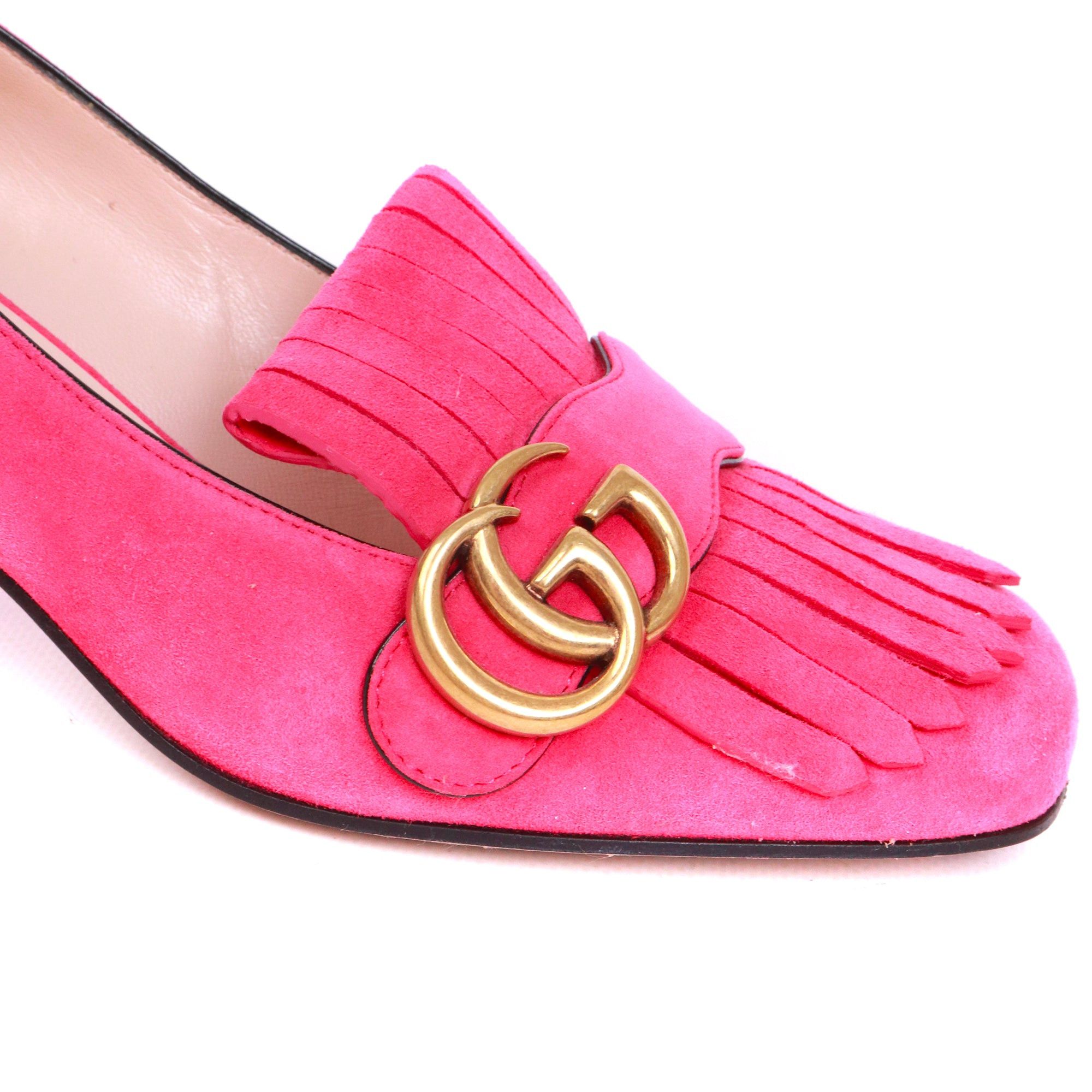 Gucci GUCCI - Marmont Gucci pumps in pink suede (T38) Size US 7 / IT 37 - 3 Thumbnail