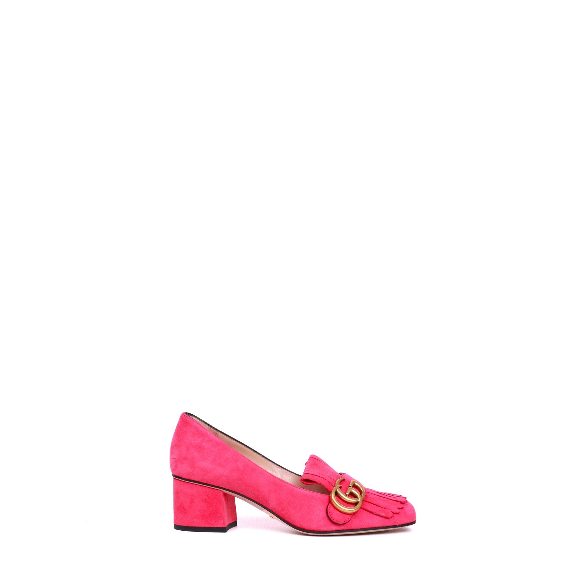 Gucci GUCCI - Marmont Gucci pumps in pink suede (T38) Size US 7 / IT 37 - 2 Thumbnail