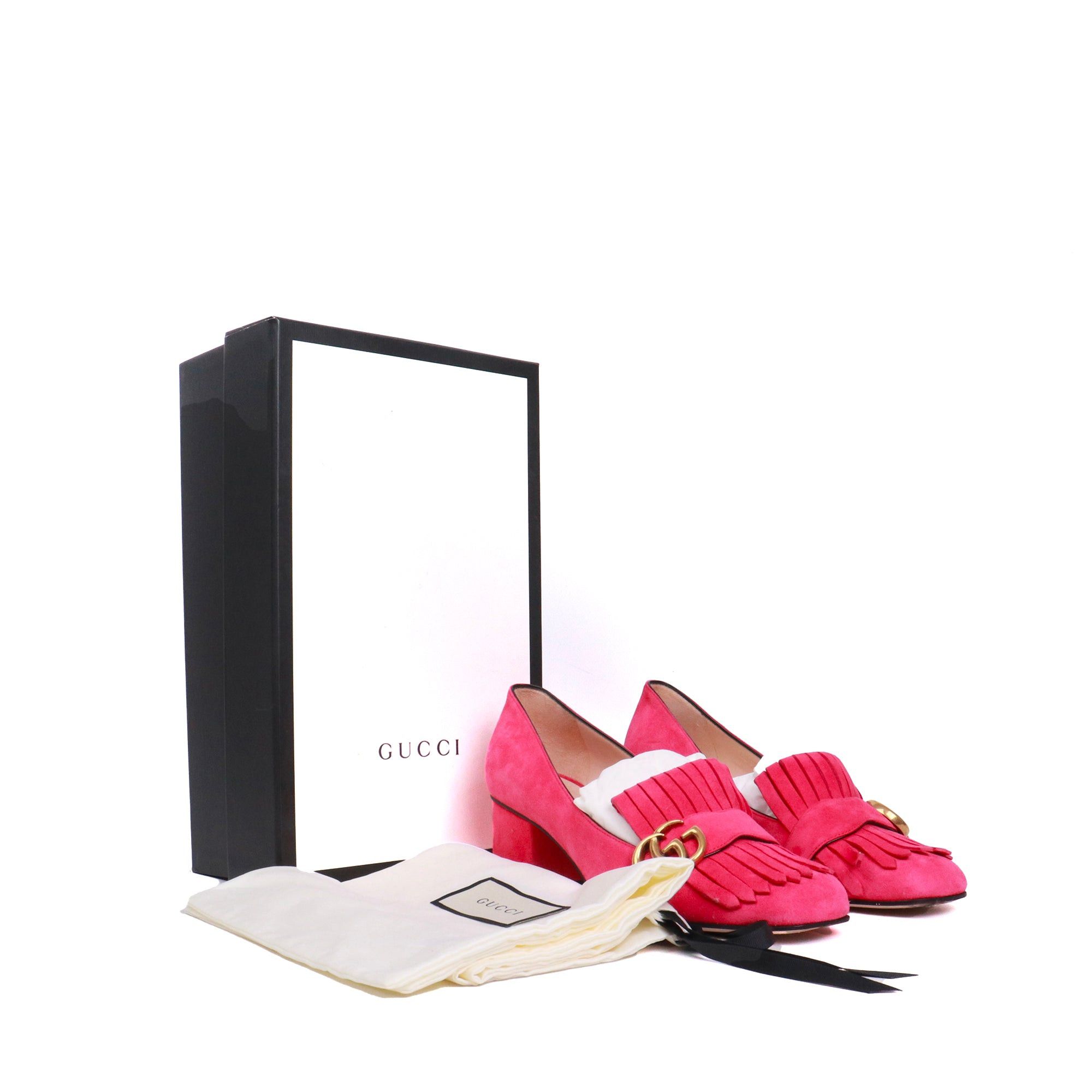 Gucci GUCCI - Marmont Gucci pumps in pink suede (T38) Size US 7 / IT 37 - 7 Thumbnail