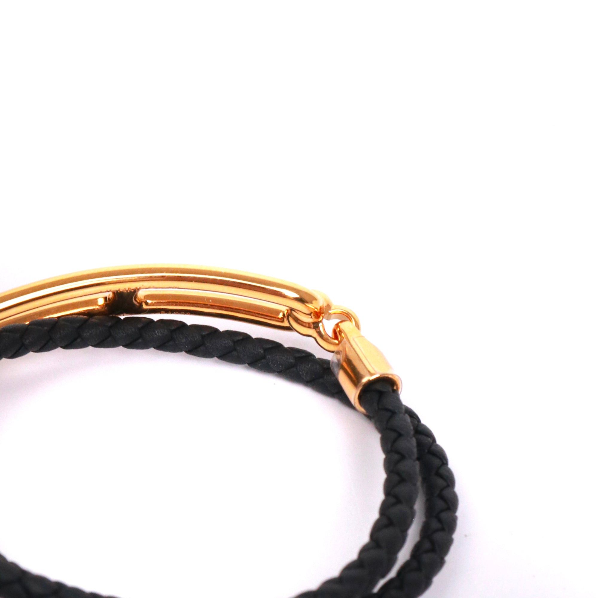 Hermes HERMÈS - Hermes Roulis double tour bracelet in black braided leather (T1) Size ONE SIZE - 5 Thumbnail