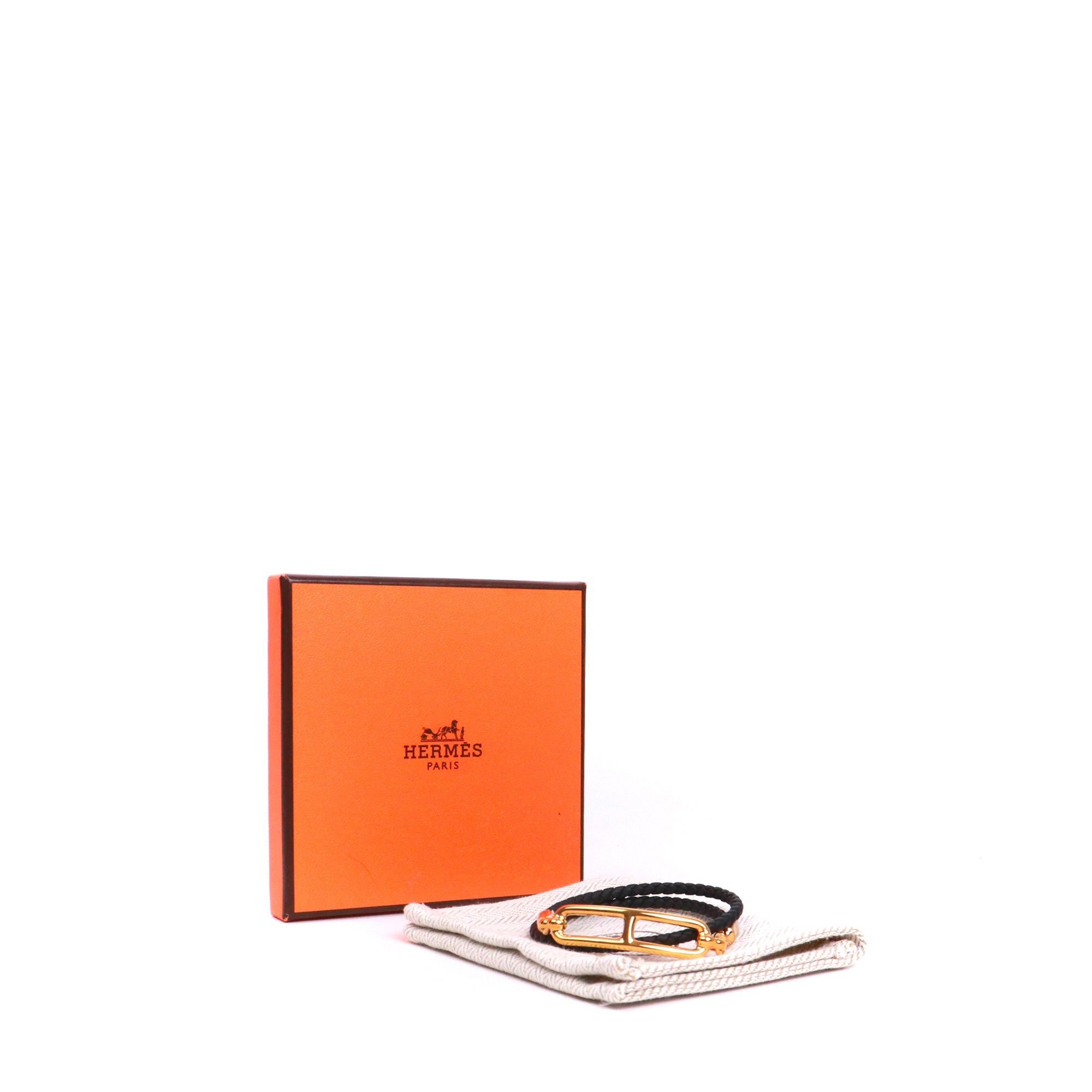 Hermes HERMÈS - Hermes Roulis double tour bracelet in black braided leather (T1) Size ONE SIZE - 6 Thumbnail