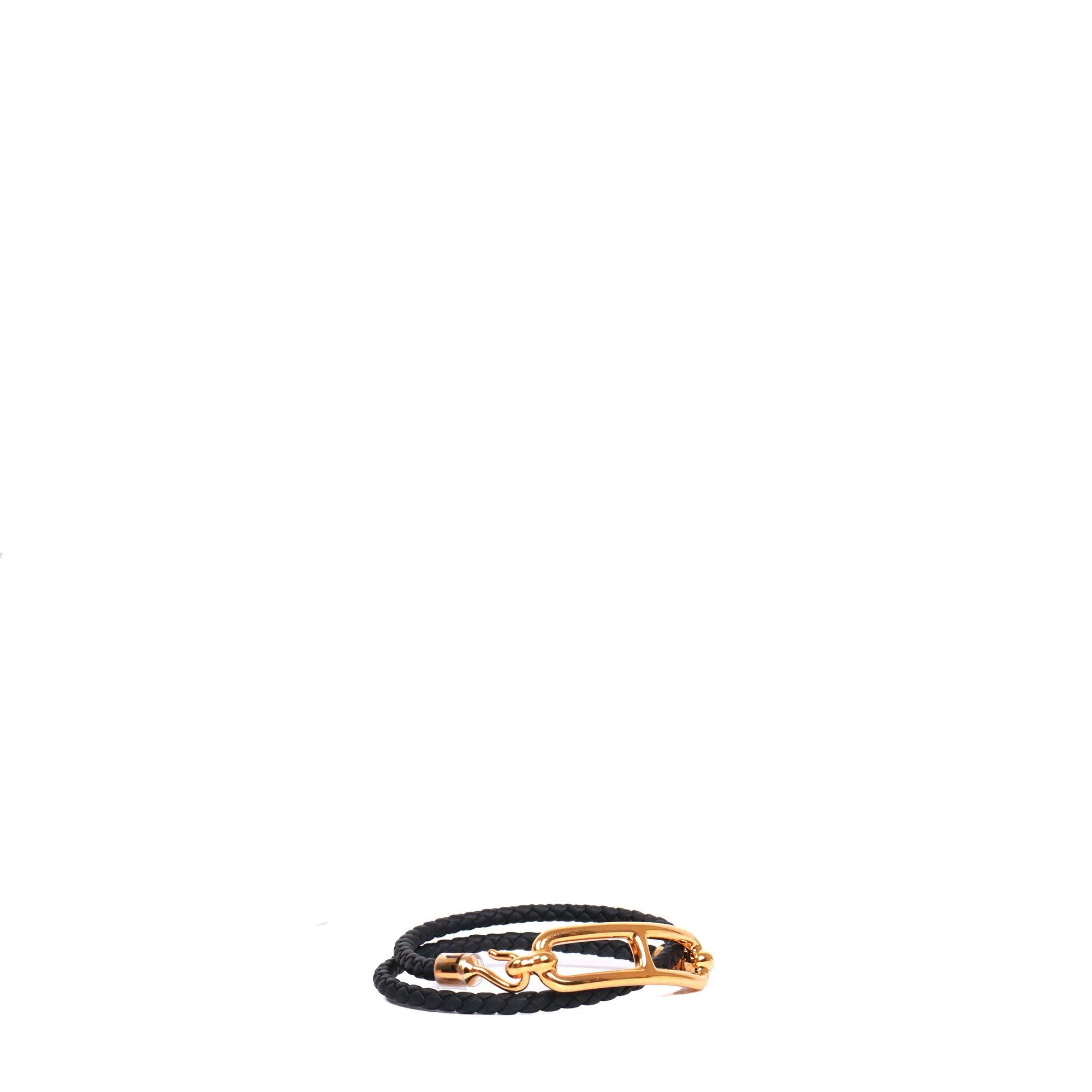 Hermes HERMÈS - Hermes Roulis double tour bracelet in black braided leather (T1) Size ONE SIZE - 2 Thumbnail