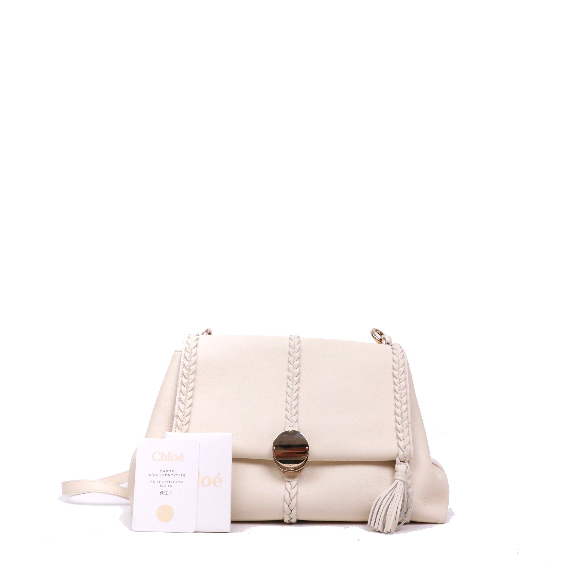 Chloe CHLOÉ - Chloé Pénélope PM shoulder bag in beige grained leather Size ONE SIZE - 9 Thumbnail