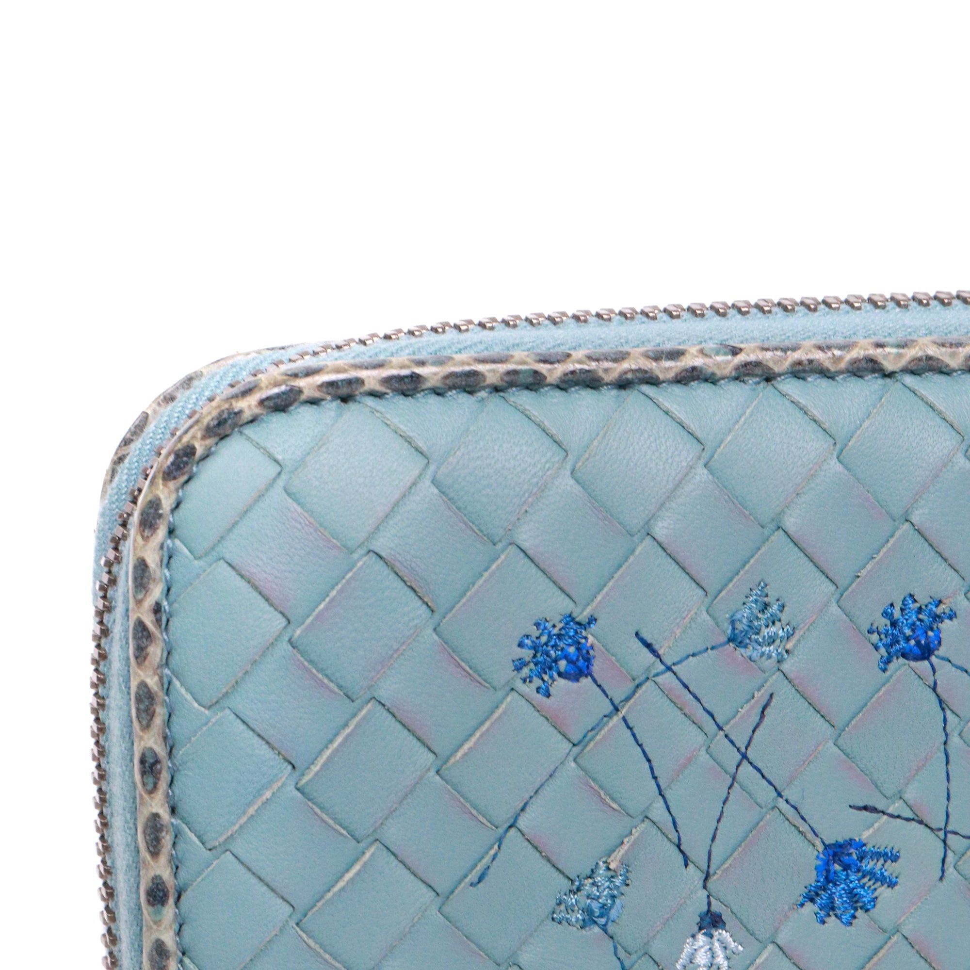 Bottega Veneta BOTTEGA VENETA - Bottega Veneta zipped wallet in blue intrecciato leather Size ONE SIZE - 4 Thumbnail