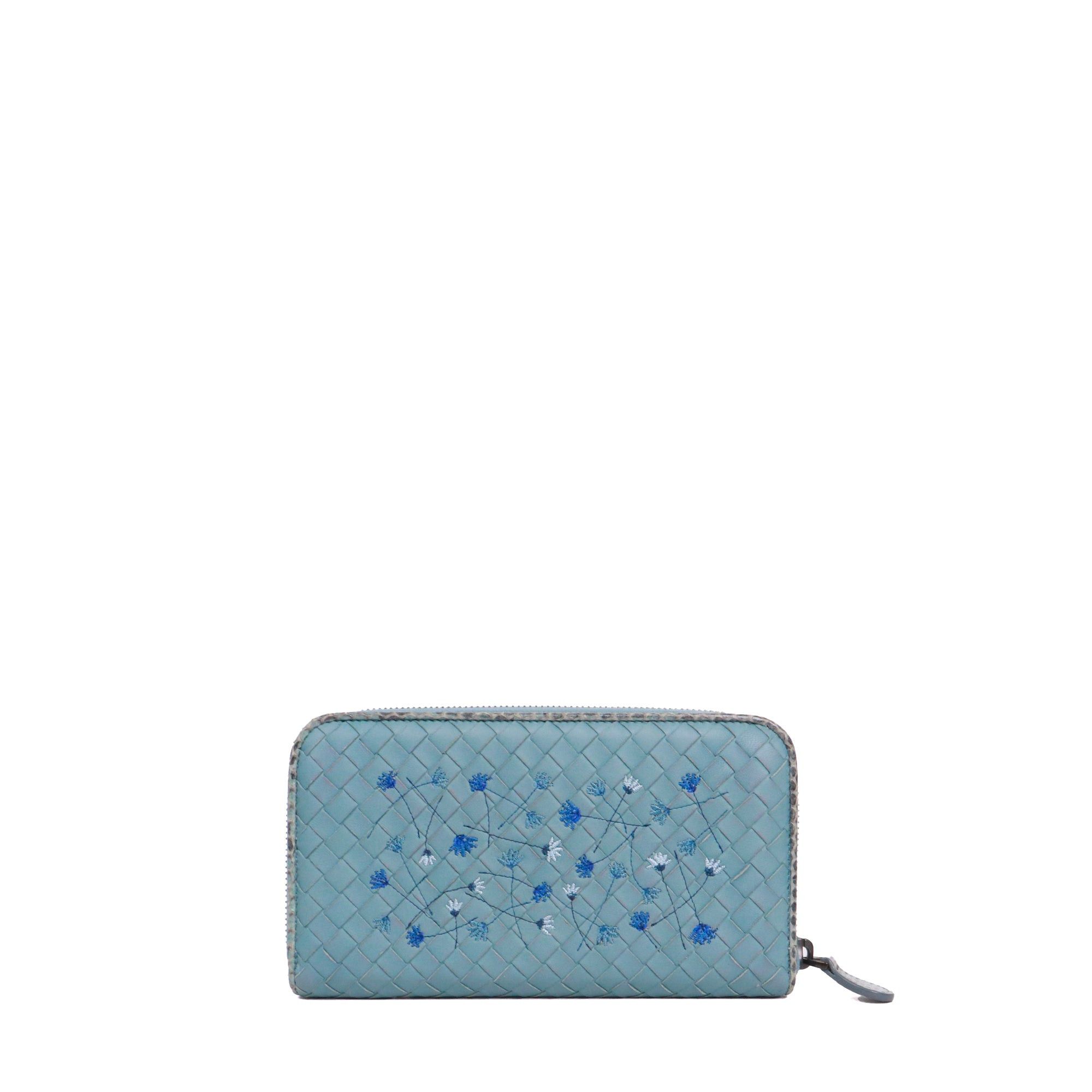 Bottega Veneta BOTTEGA VENETA - Bottega Veneta zipped wallet in blue intrecciato leather Size ONE SIZE - 3 Thumbnail