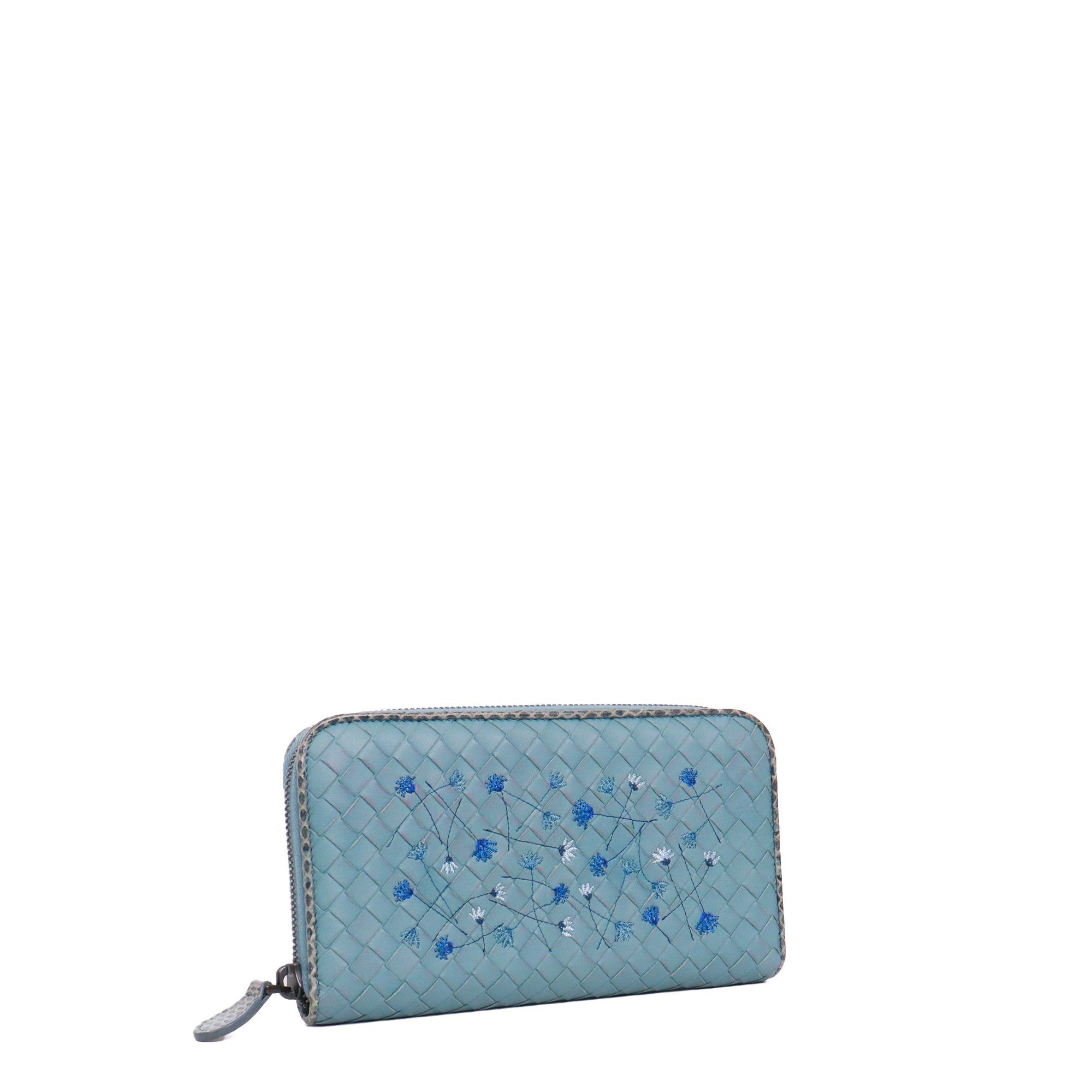 Bottega Veneta BOTTEGA VENETA - Bottega Veneta zipped wallet in blue intrecciato leather Size ONE SIZE - 2 Thumbnail