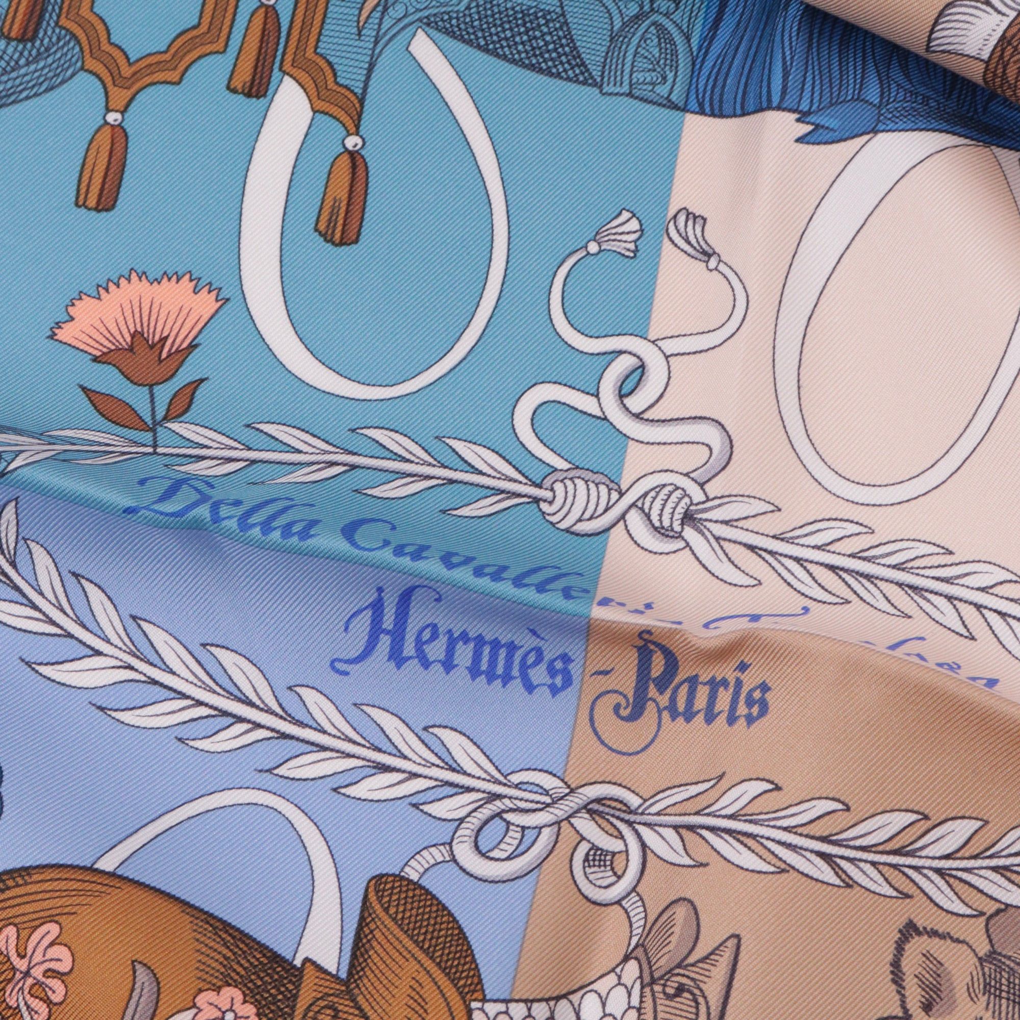 Hermes HERMÈS - Carré 90 Della Cavalleria Hermès in blue silk Size ONE SIZE - 3 Thumbnail