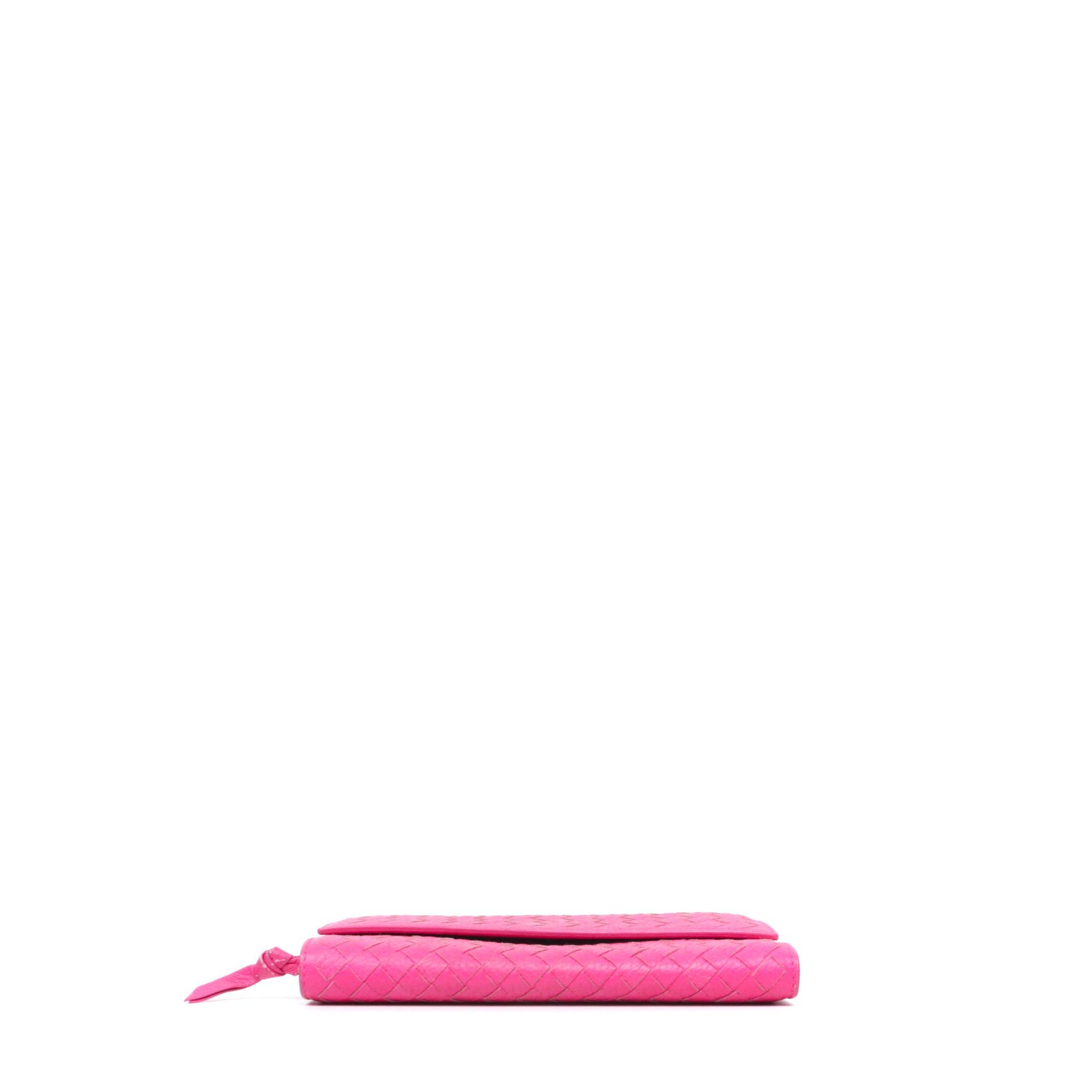 Bottega Veneta BOTTEGA VENETA - Bottega Veneta intrecciato flap wallet in pink leather Size ONE SIZE - 3 Thumbnail