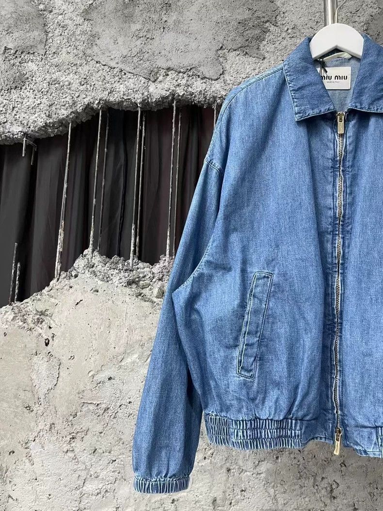 Miu Miu Miu Miu Miu embroidered small logo zipper denim jacket Size US M / EU 48-50 / 2 - 3 Thumbnail
