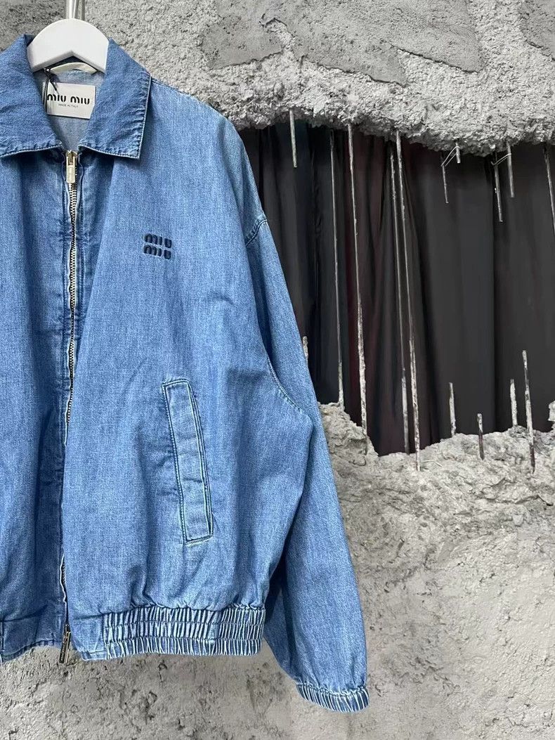 Miu Miu Miu Miu Miu embroidered small logo zipper denim jacket Size US M / EU 48-50 / 2 - 4 Thumbnail