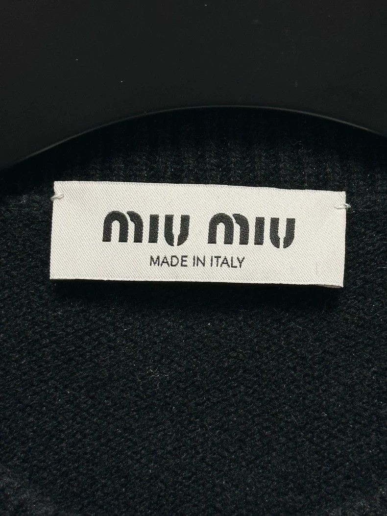 Miu Miu Miu Miu Miu black crystal logo cashmere knitwear Size US S / EU 44-46 / 1 - 4 Thumbnail