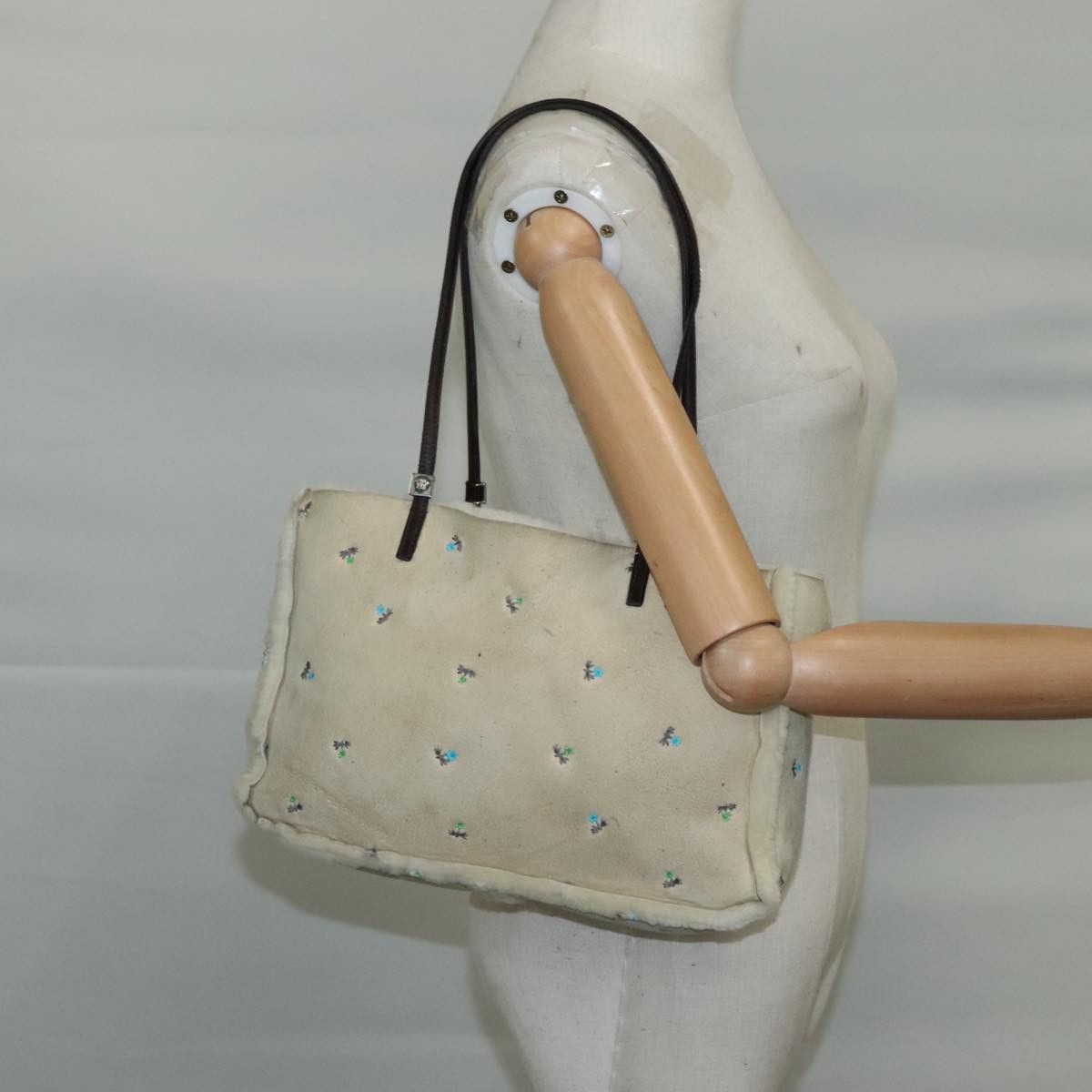 Versace Beige Wool Shoulder Bag (Pre-Owned) Size ONE SIZE - 14 Thumbnail