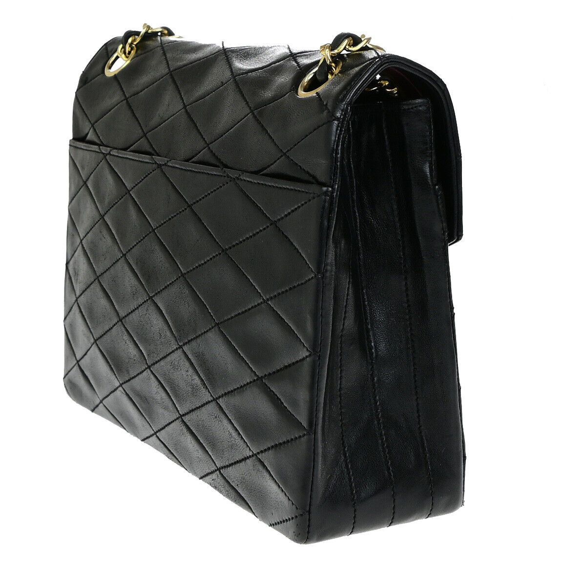 Chanel Flap Bag Black Leather Shoulder Bag (Pre-Owned) Size ONE SIZE - 4 Thumbnail