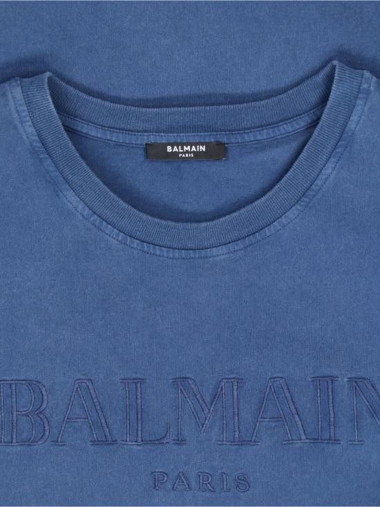 Balmain BALMAIN Men T-Shirts DH1EG010BC72 SOS Blue Size US L / EU 52-54 / 3 - 3 Thumbnail