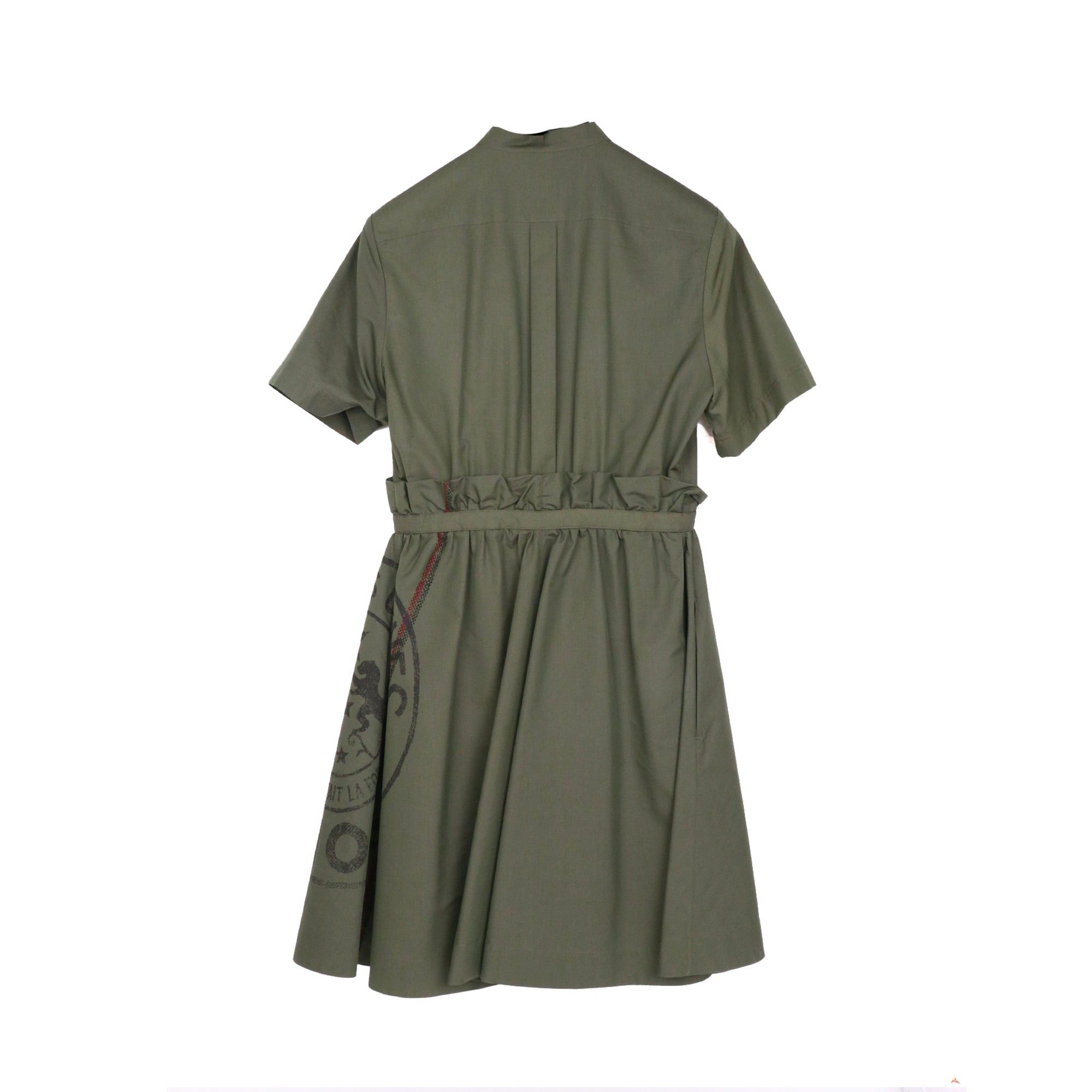 Dior DIOR - Dior short-sleeved dress in khaki cotton (T38) Size S / US 4 / IT 40 - 2 Thumbnail