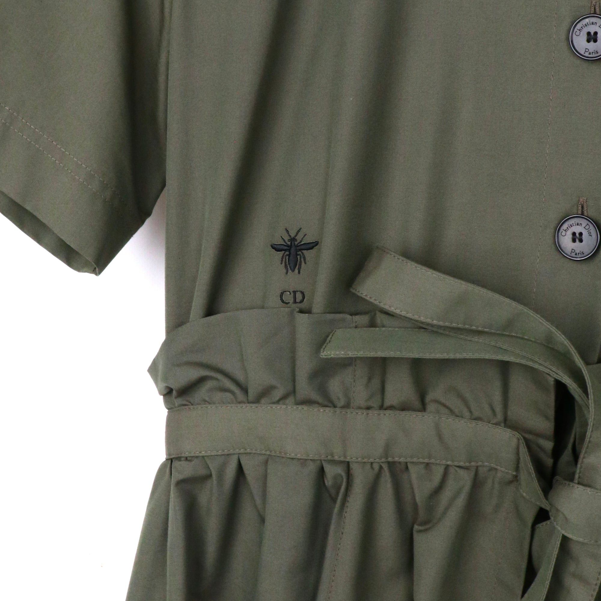 Dior DIOR - Dior short-sleeved dress in khaki cotton (T38) Size S / US 4 / IT 40 - 3 Thumbnail