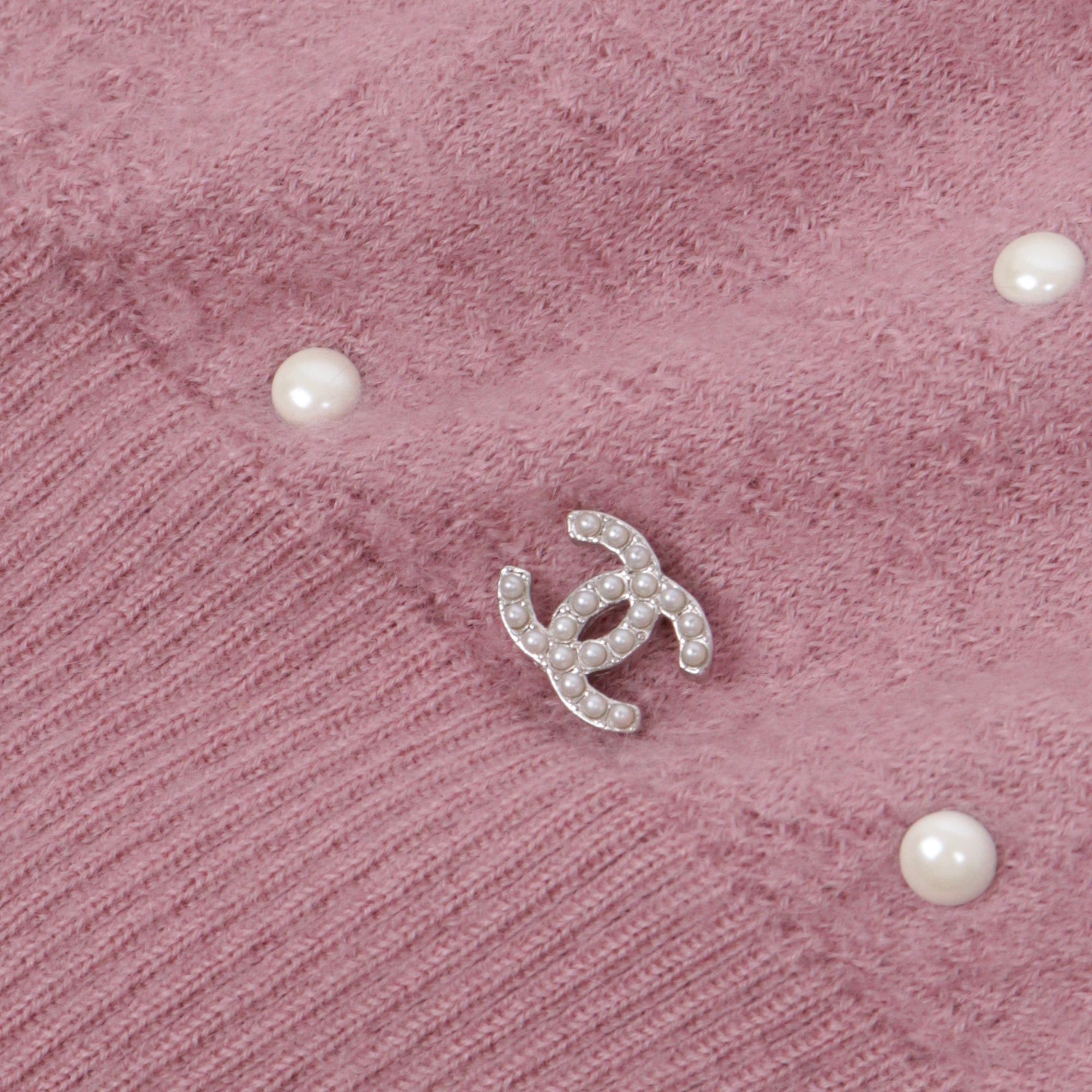 Chanel CHANEL - Chanel pink mohair sweater decorated with pearls (T44) Size L / US 10 / IT 46 - 3 Thumbnail