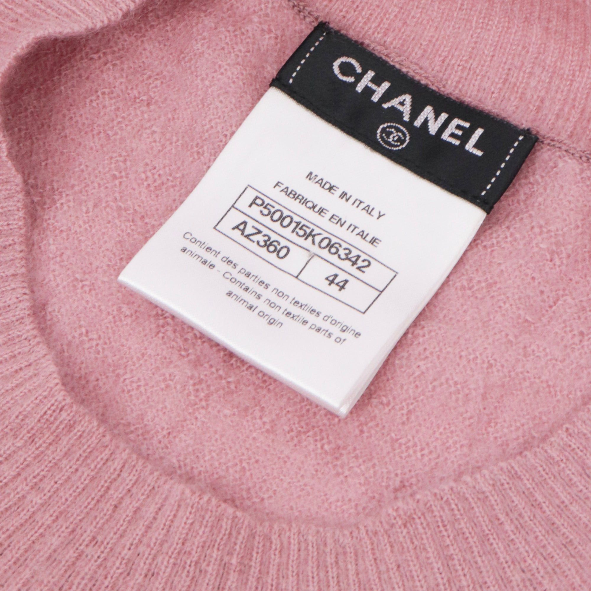 Chanel CHANEL - Chanel pink mohair sweater decorated with pearls (T44) Size L / US 10 / IT 46 - 4 Thumbnail
