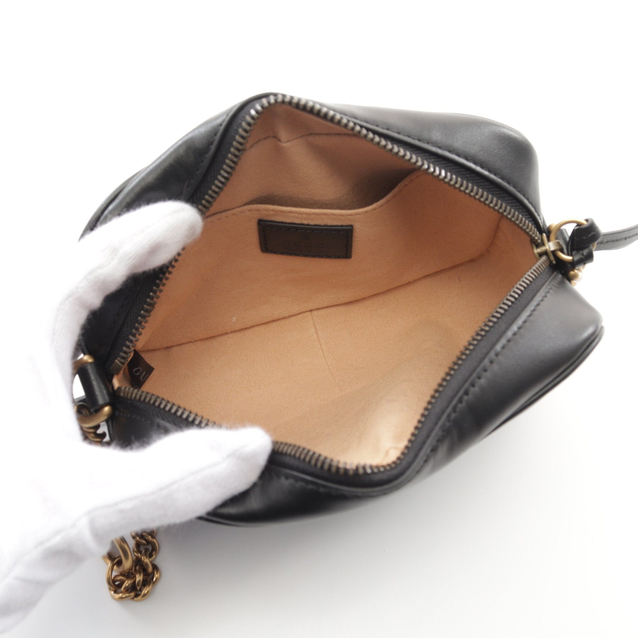 Gucci Gucci Gg Marmont Quilting Mini Bag Chain Shoulder Leather Black Size ONE SIZE - 3 Thumbnail