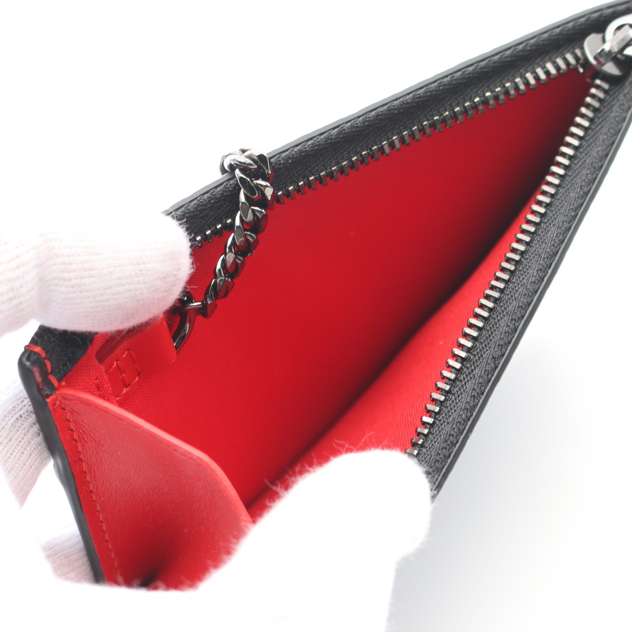 Christian Louboutin Christian Louboutin By My Side Card Case Coin Purse Leather Black Red Size ONE SIZE - 3 Thumbnail