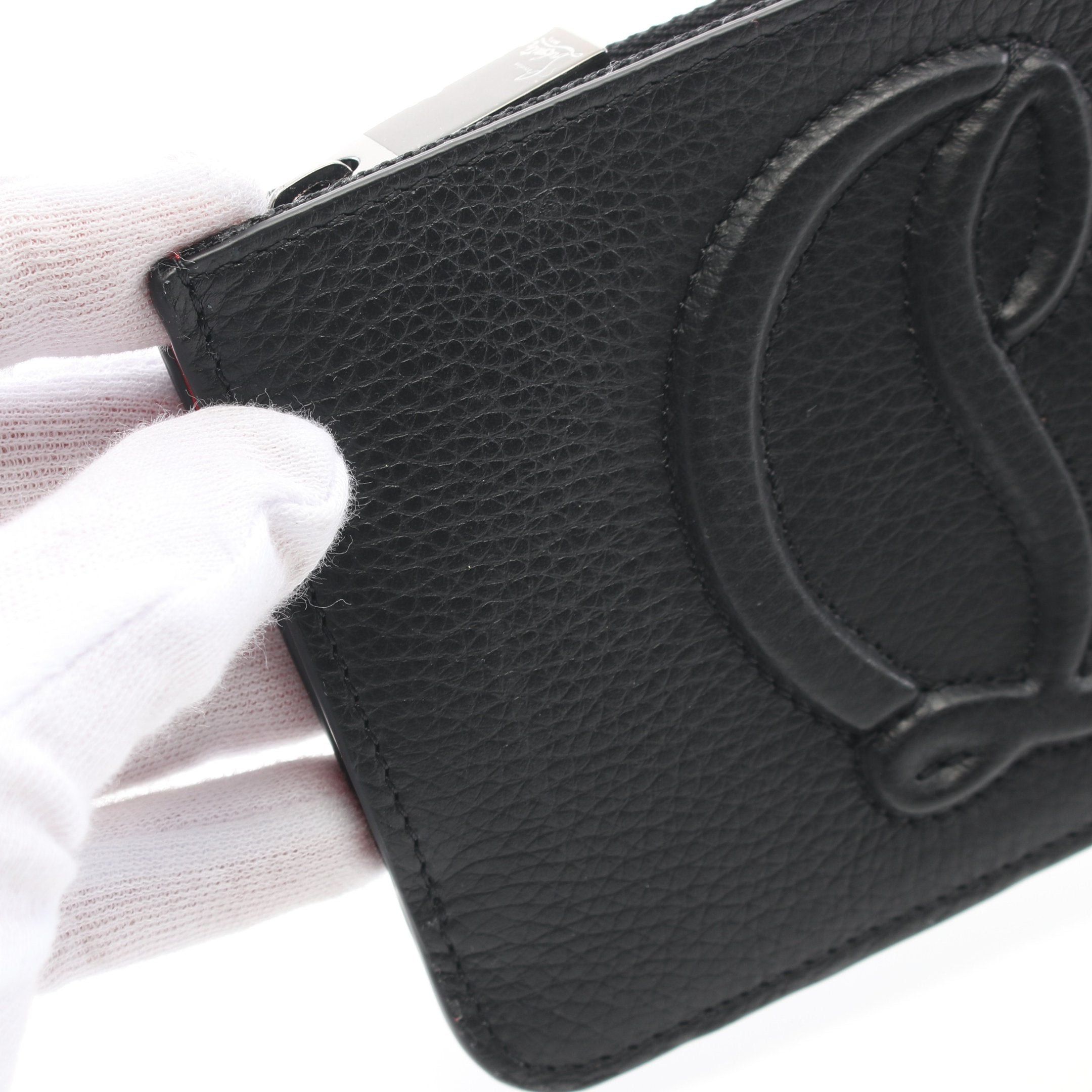 Christian Louboutin Christian Louboutin By My Side Card Case Coin Purse Leather Black Red Size ONE SIZE - 5 Thumbnail