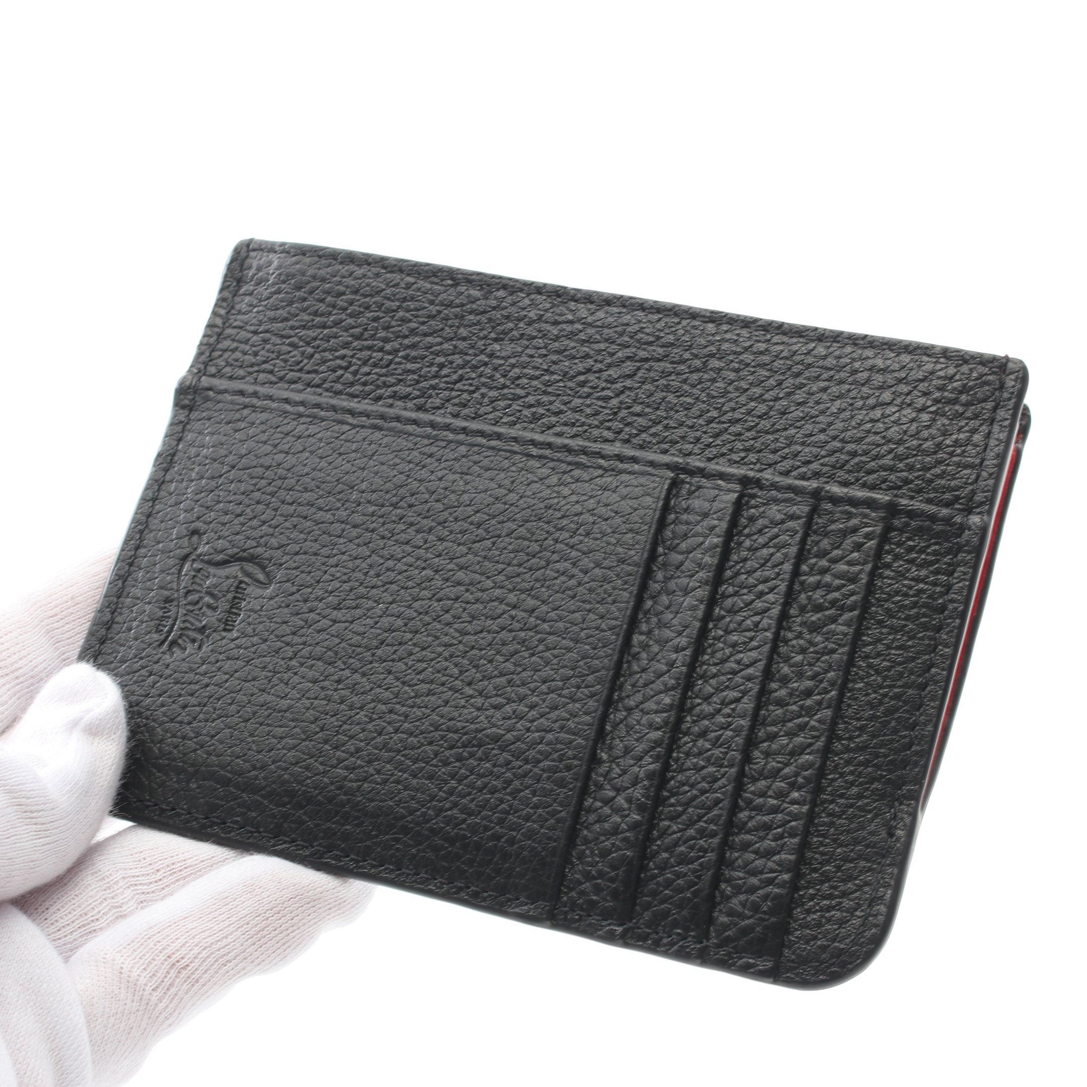 Christian Louboutin Christian Louboutin By My Side Card Case Coin Purse Leather Black Red Size ONE SIZE - 7 Thumbnail