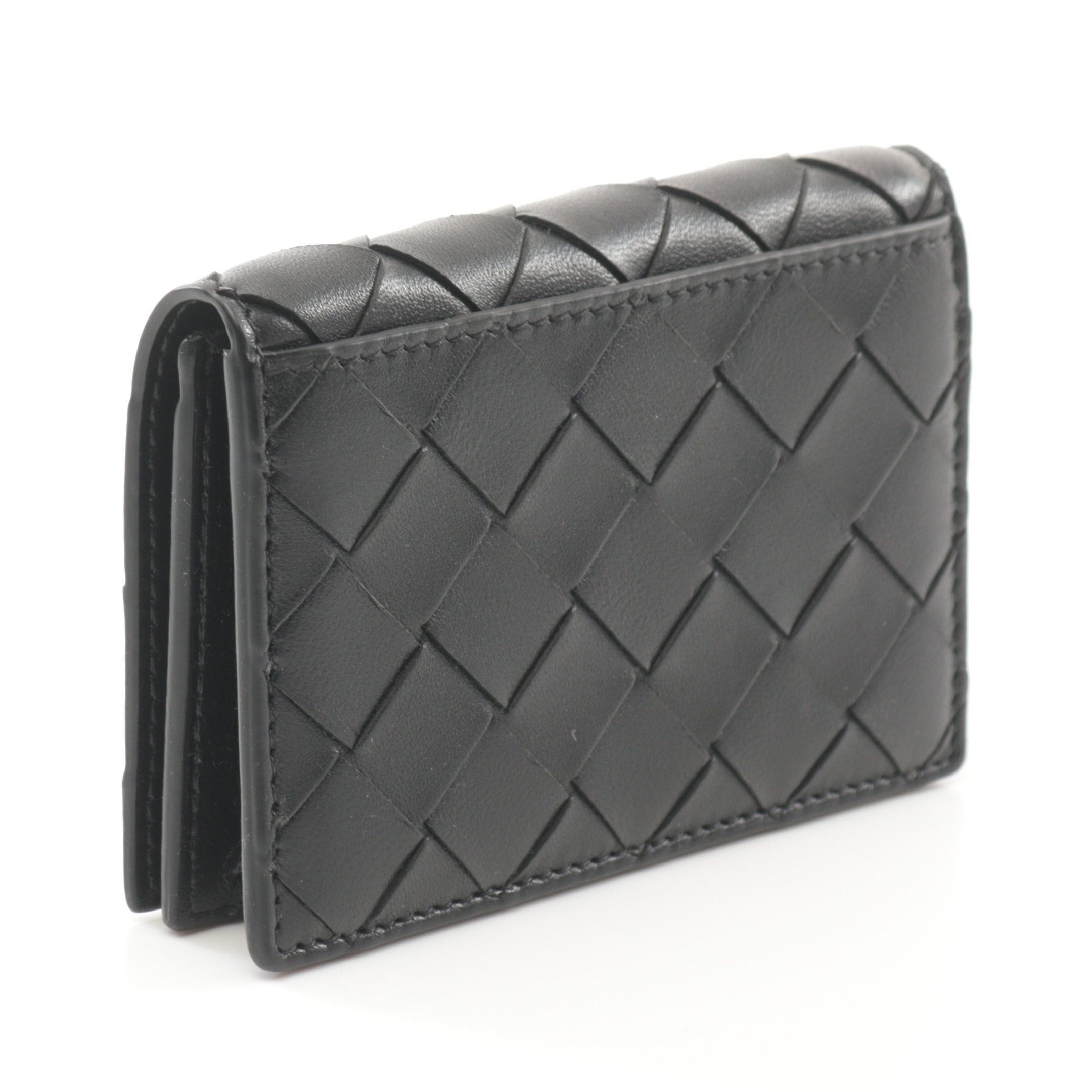 Bottega Veneta Bottega Veneta Intrecciato Card Case Name Holder Leather Black Size ONE SIZE - 2 Thumbnail