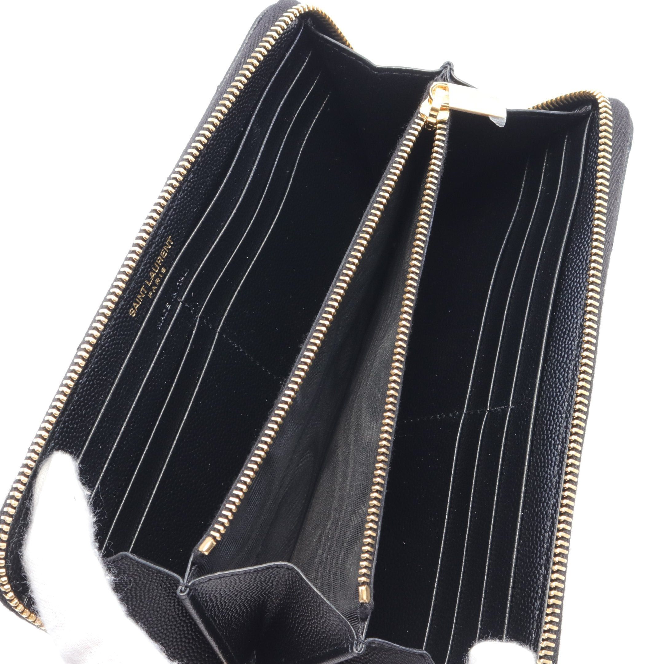 Yves Saint Laurent Yves Saint Laurent Monogram Saint Laurent Round Zipper Long Wallet Leather Black Size ONE SIZE - 3 Thumbnail