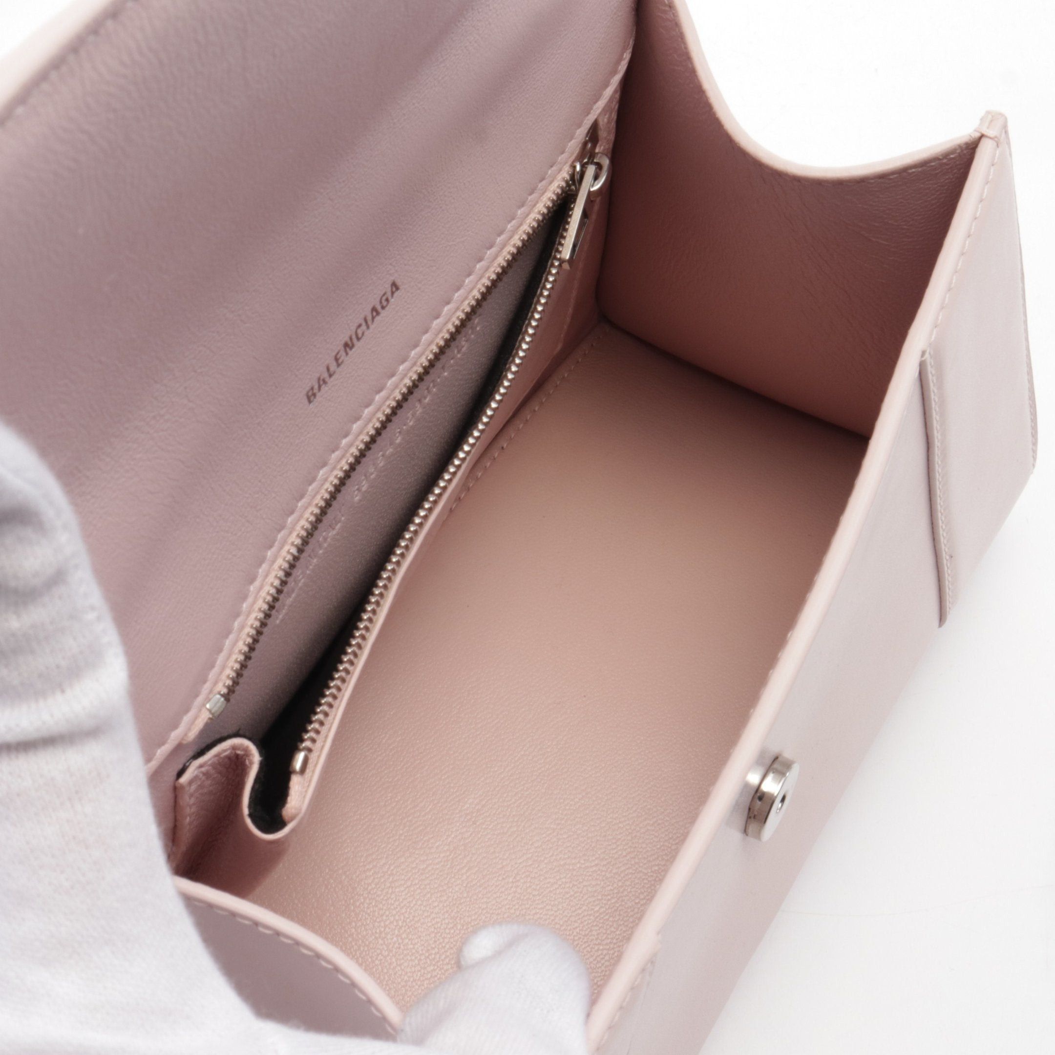 Balenciaga Balenciaga Hour Glass Small Handbag Leather Light Pink Size ONE SIZE - 3 Thumbnail