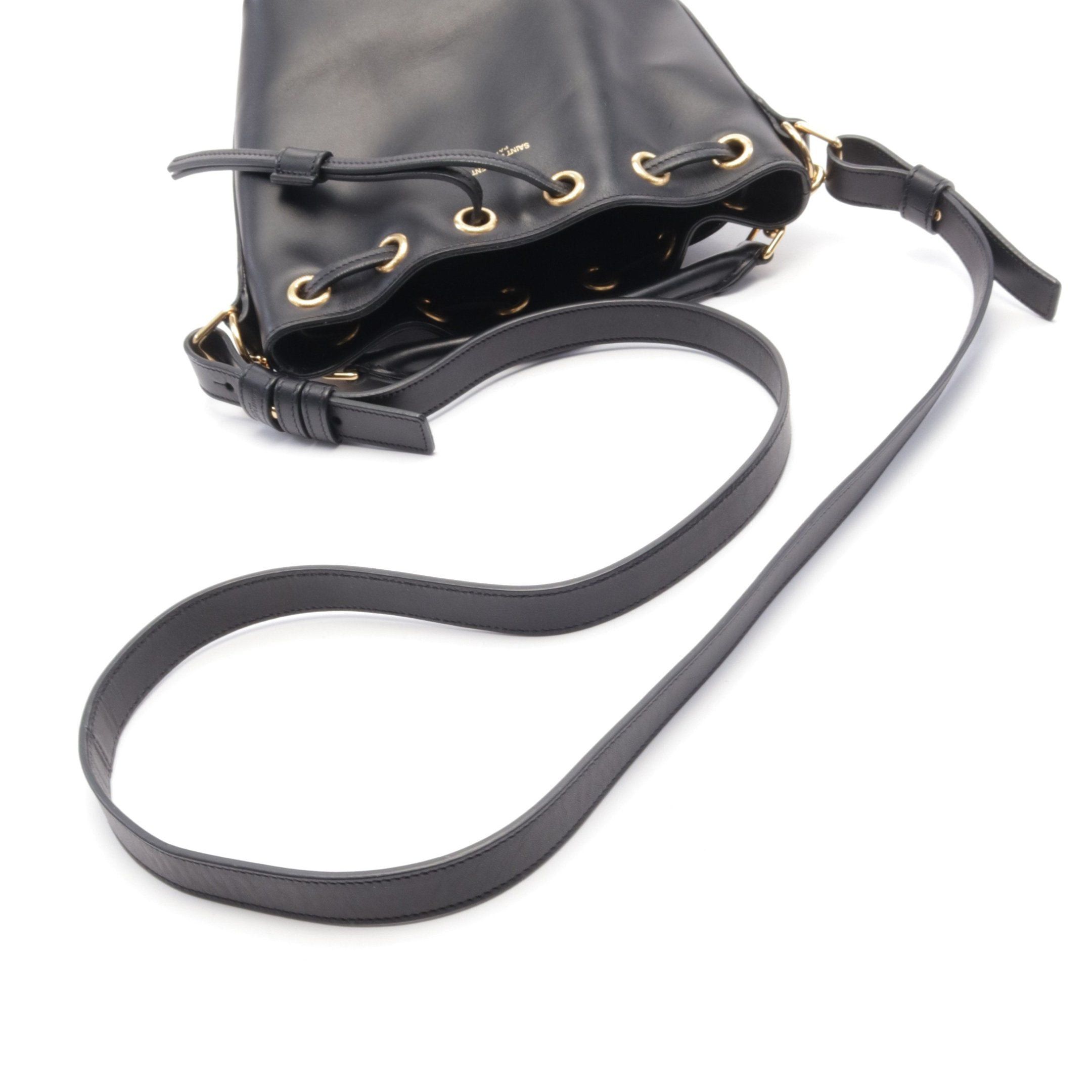 Yves Saint Laurent Yves Saint Laurent Emmanuel Shoulder Bag Leather Black Purse Size ONE SIZE - 7 Thumbnail