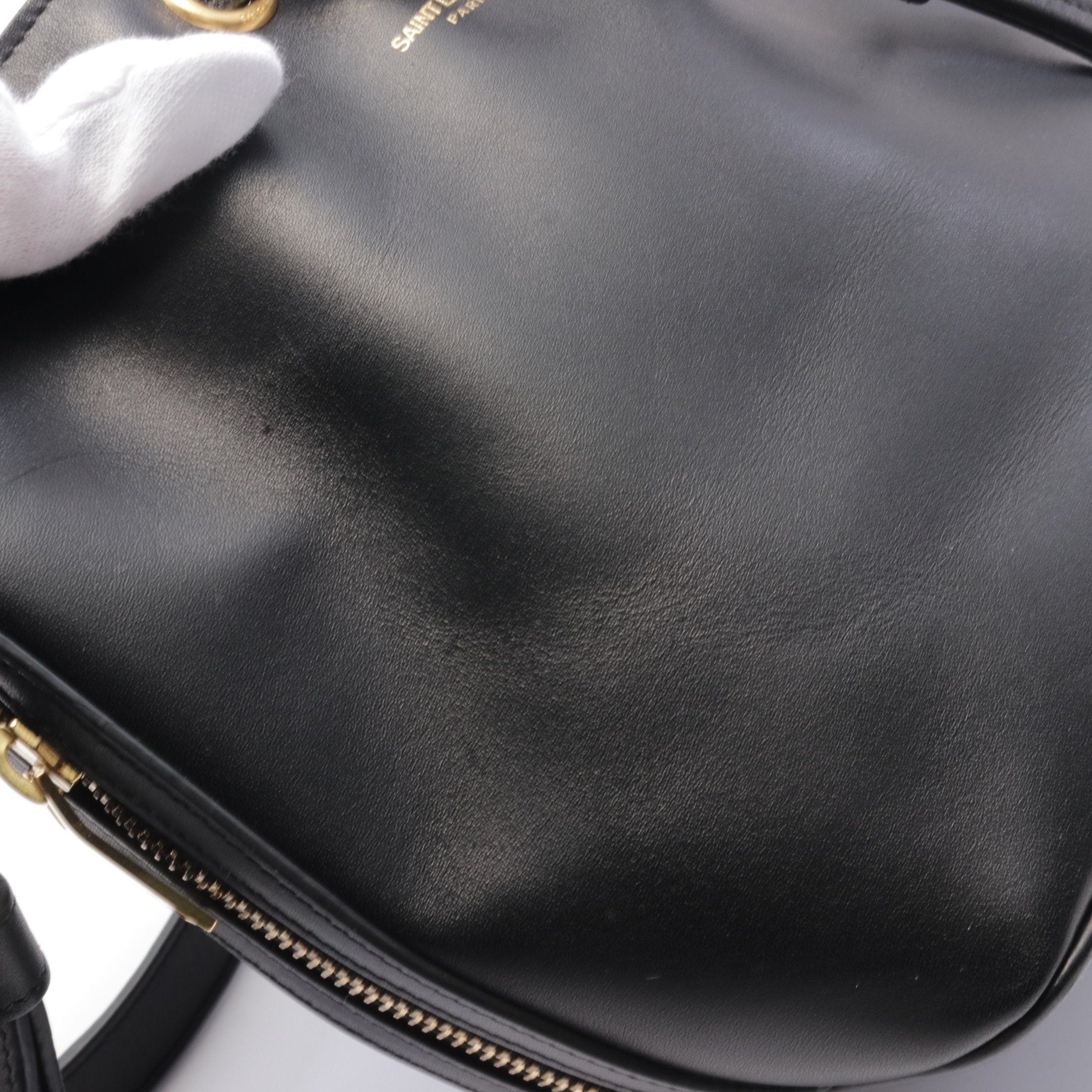 Yves Saint Laurent Yves Saint Laurent Emmanuel Shoulder Bag Leather Black Purse Size ONE SIZE - 5 Thumbnail