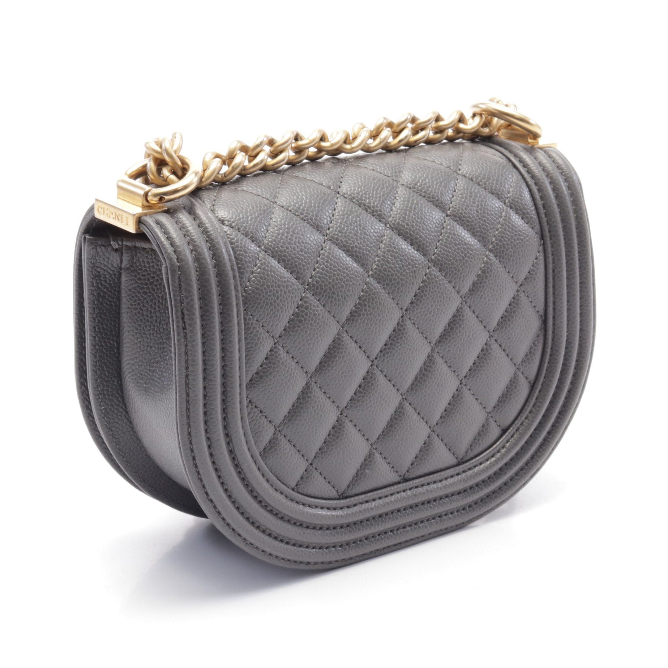 Chanel Chanel Boy Chanel Small Chain Shoulder Bag Caviar Skin Gray Gold Hardware Size ONE SIZE - 2 Thumbnail