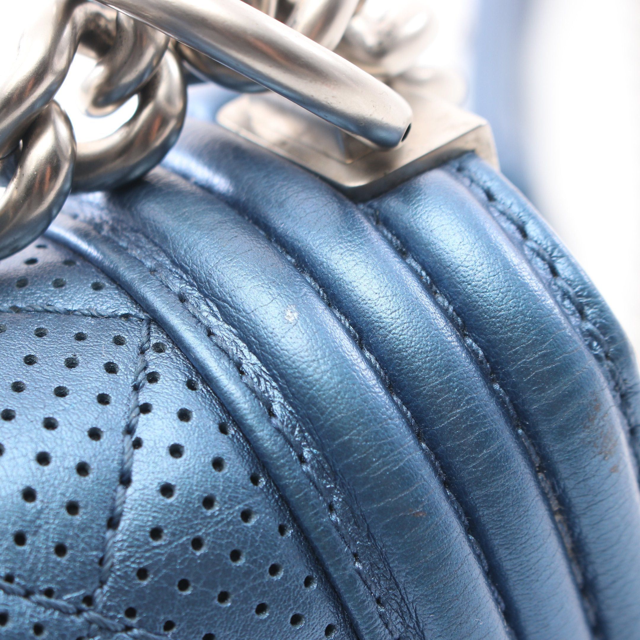 Chanel Chanel Boy Chanel Small Chain Shoulder Bag Leather Blue Silver Hardware Size ONE SIZE - 8 Thumbnail
