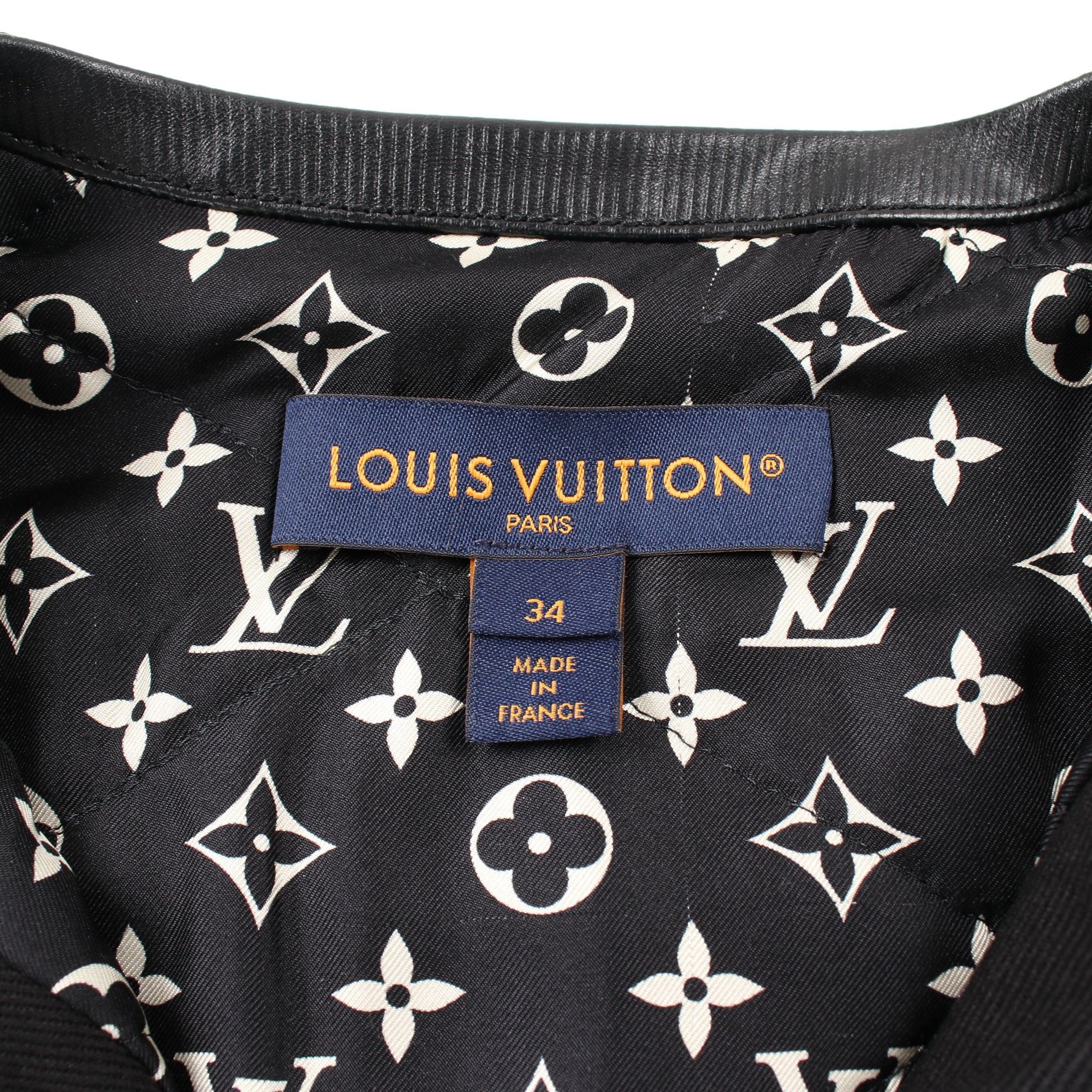 Louis Vuitton Louis Vuitton Zip Up No-Collar Jacket Cotton Black Leather Switching Size ONE SIZE - 3 Thumbnail