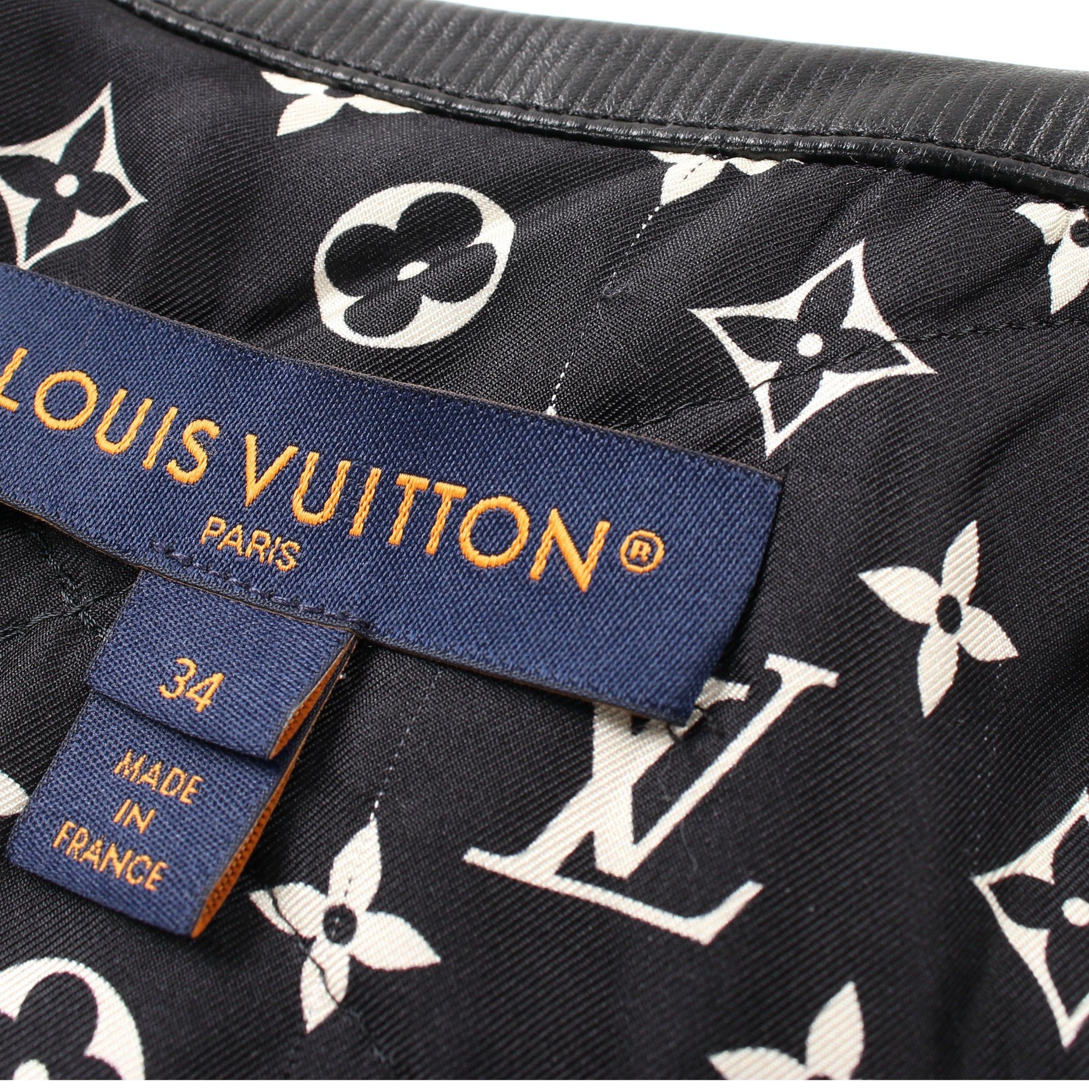 Louis Vuitton Louis Vuitton Zip Up No-Collar Jacket Cotton Black Leather Switching Size ONE SIZE - 6 Thumbnail