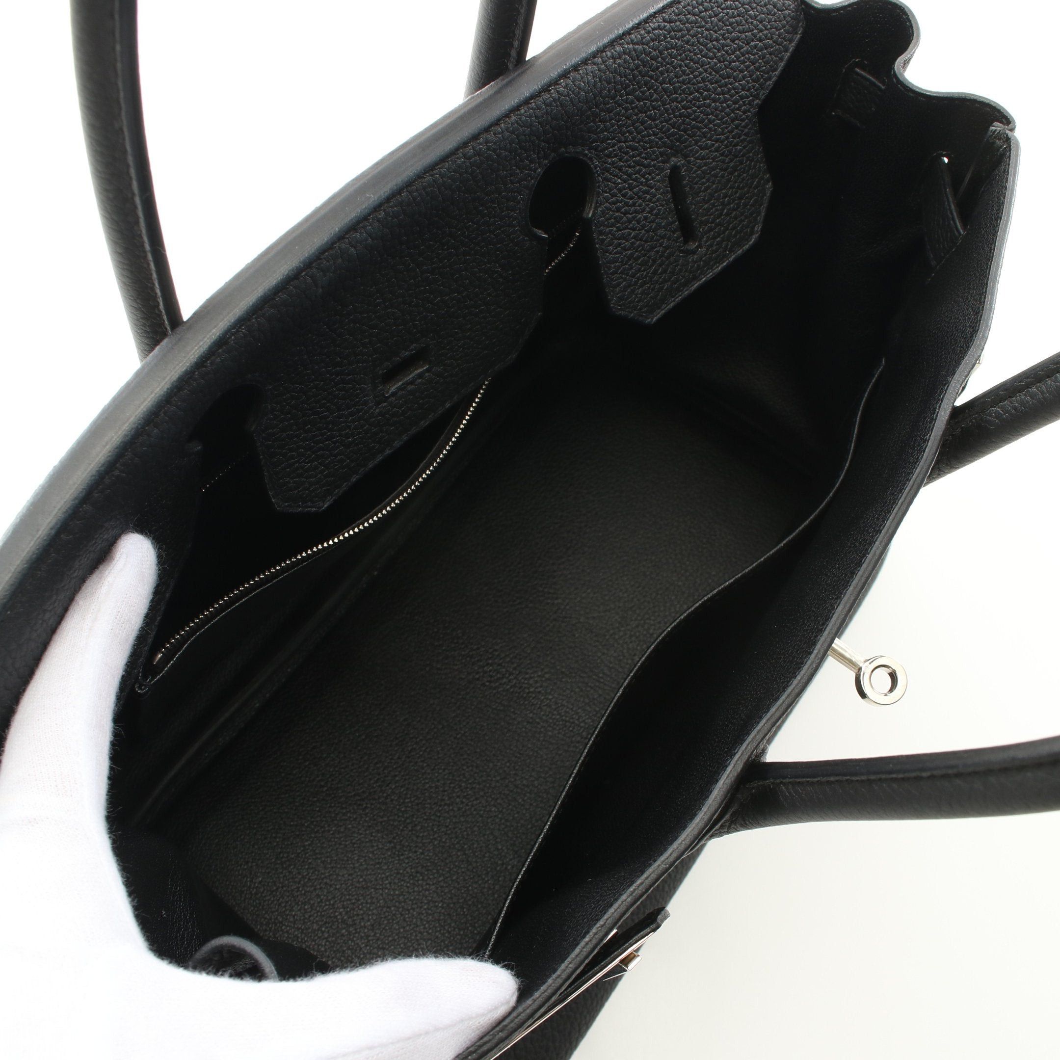 Hermes Hermes Birkin 30 Handbag Togo Black Silver Hardware Z Stamp Size ONE SIZE - 3 Thumbnail