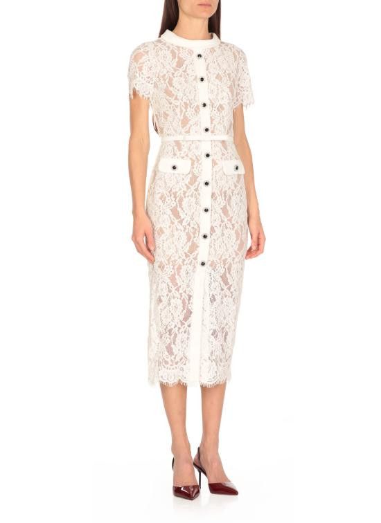 Self-Portrait SELF PORTRAIT Women Mid Skirts RS25013MAW LACE BUTTONWHITE White Size M / US 6-8 / IT 42-44 - 3 Thumbnail