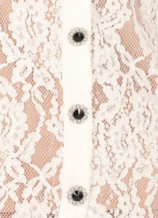 Self-Portrait SELF PORTRAIT Women Mid Skirts RS25013MAW LACE BUTTONWHITE White Size M / US 6-8 / IT 42-44 - 5 Thumbnail